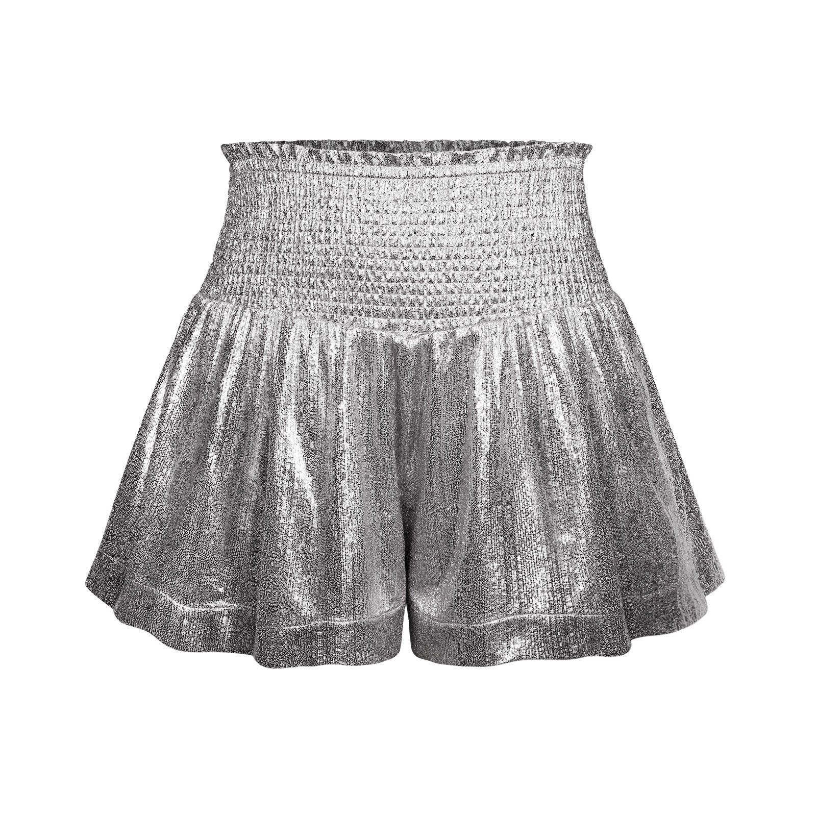 CHOOSE TO SPARKLE METALLIC SHORTS - SILVER - Image 4