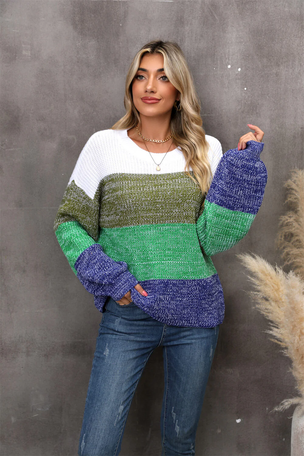 Chosen One Striped Knit Sweater - olive - Image 2