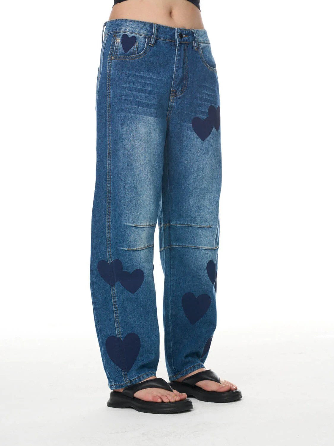 Classic Mid Waisted Barrel Jeans - blue - Image 7