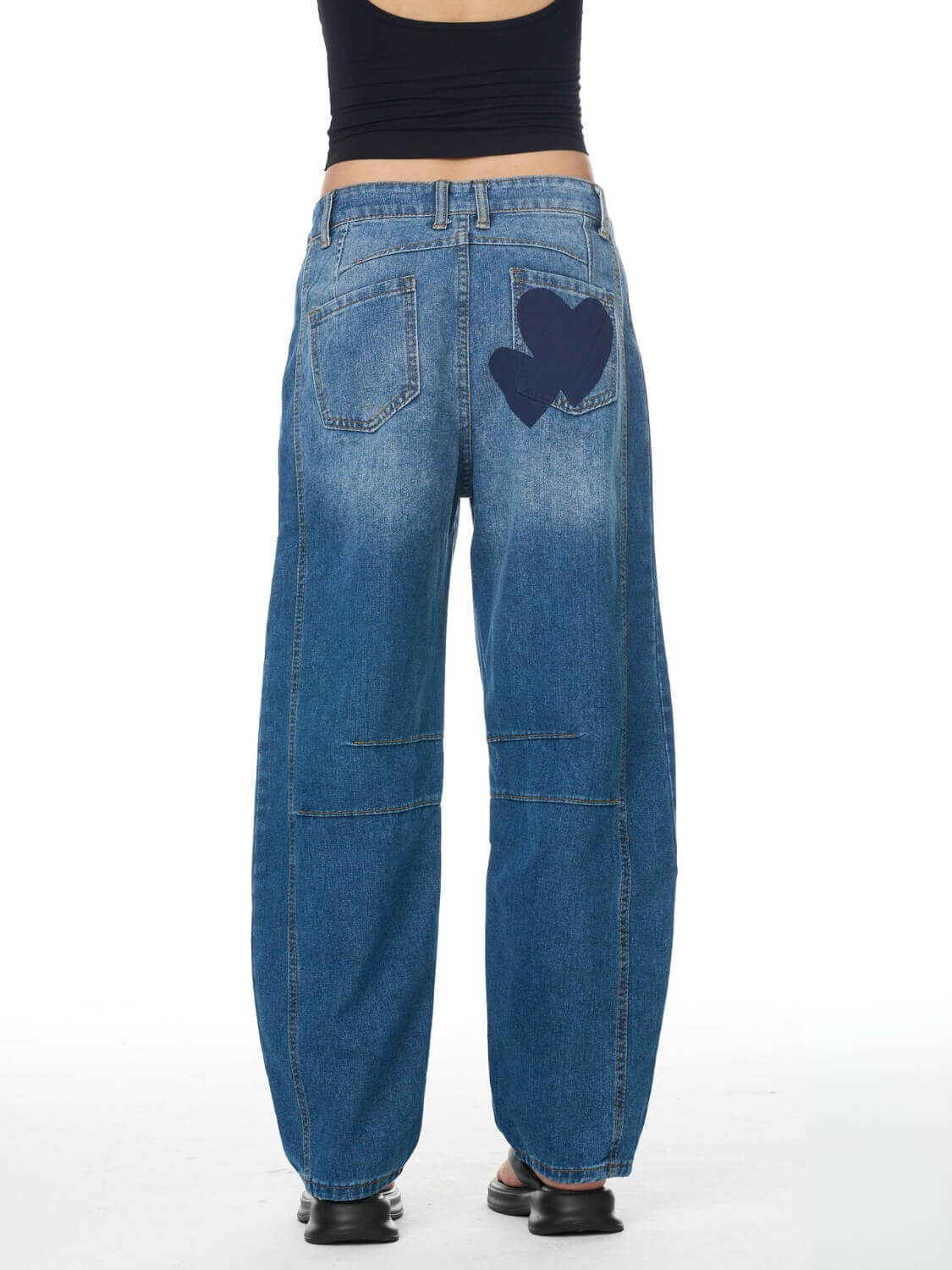 Classic Mid Waisted Barrel Jeans - blue - Image 8