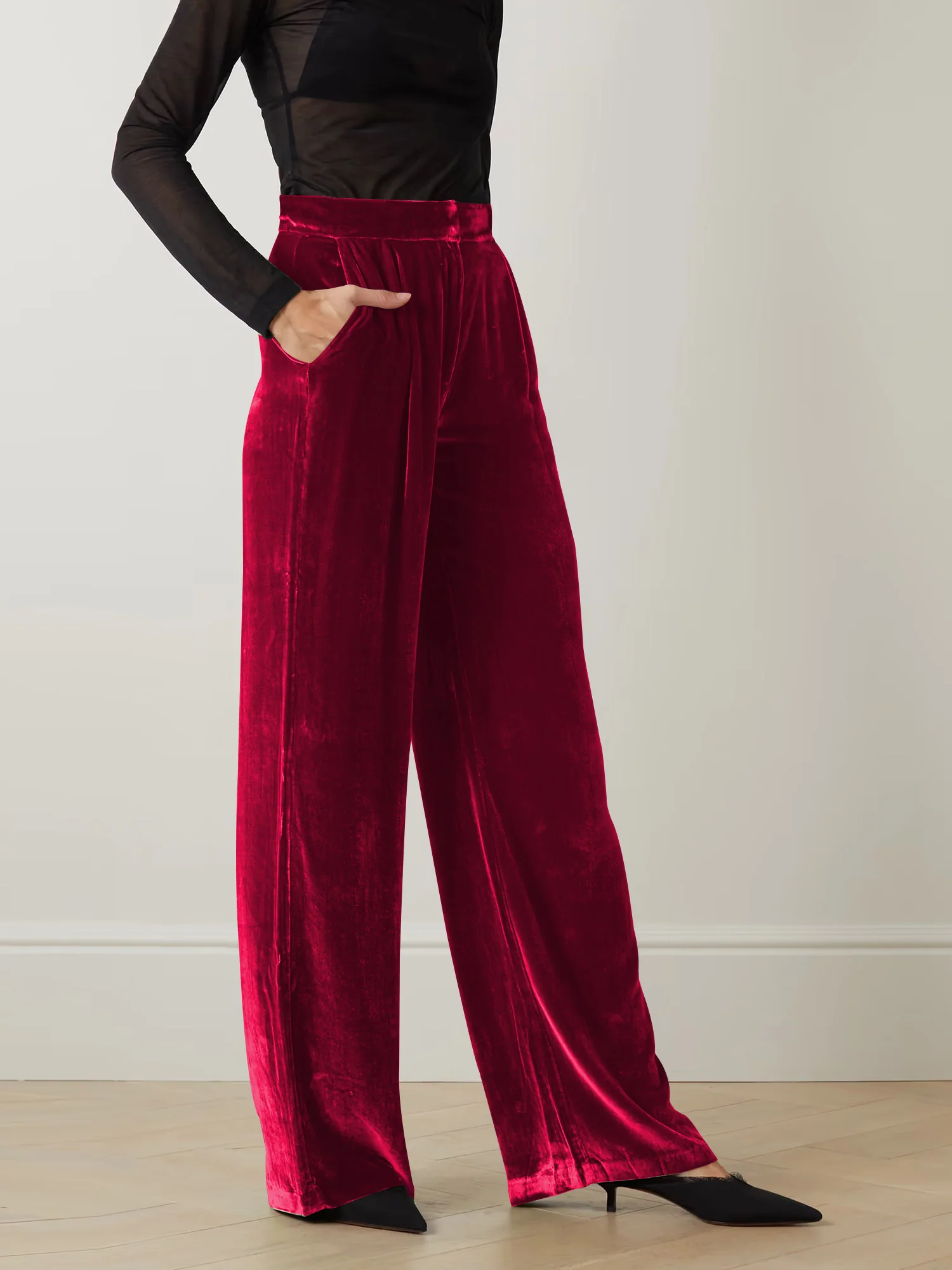 Claudia Velvet Pants - Red - Image 5