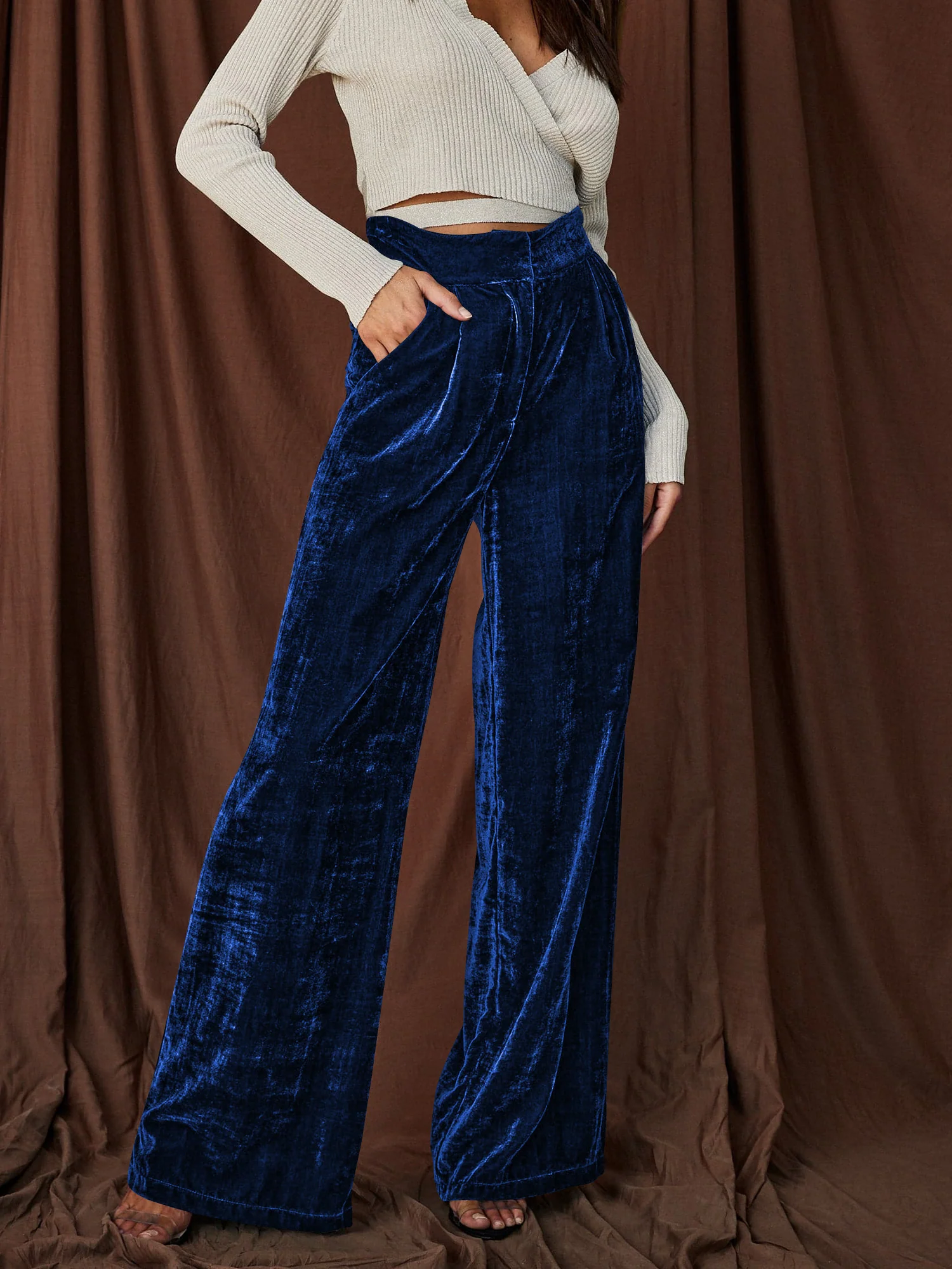 Claudia Velvet Pants - Sapphire - Image 2