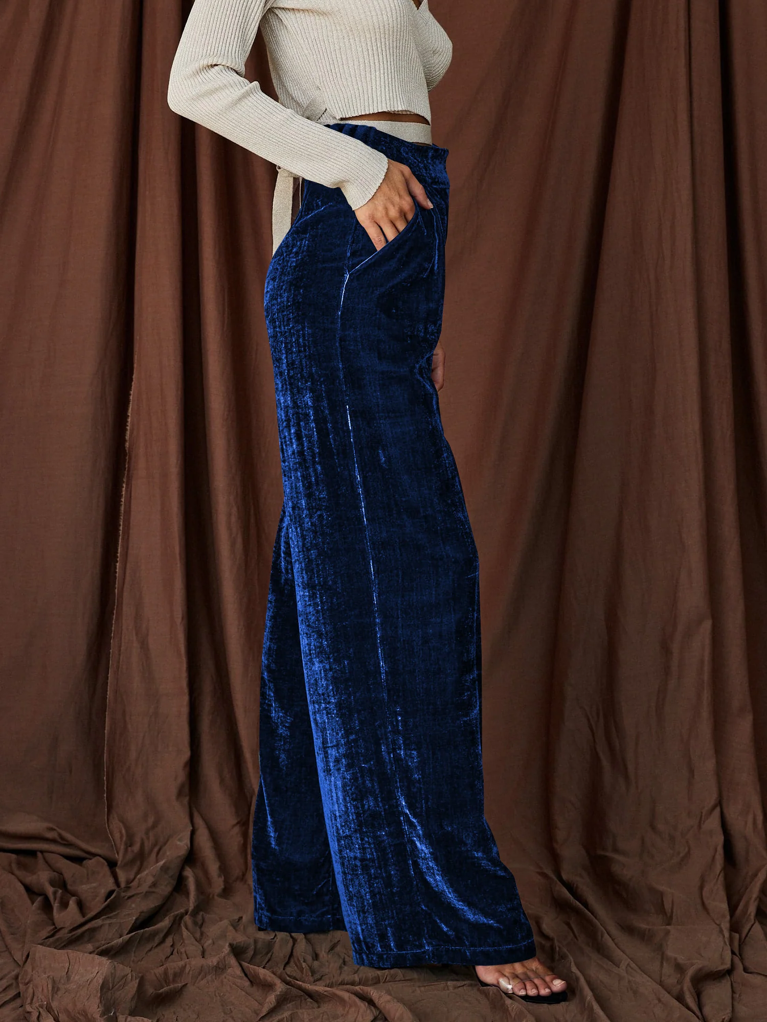 Claudia Velvet Pants - Sapphire - Image 3