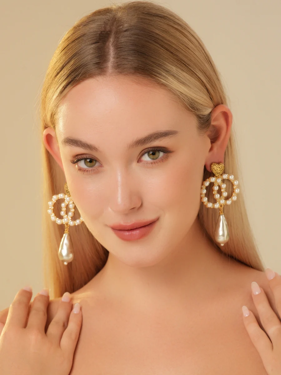 Co Co Gold Plated Pearl Drop Earrings - Image 5