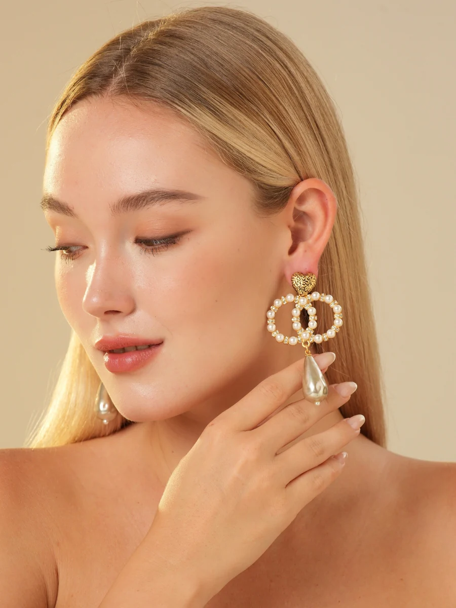 Co Co Gold Plated Pearl Drop Earrings - Image 6