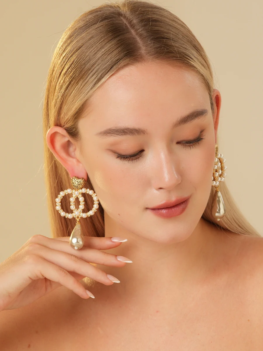 Co Co Gold Plated Pearl Drop Earrings - Image 7