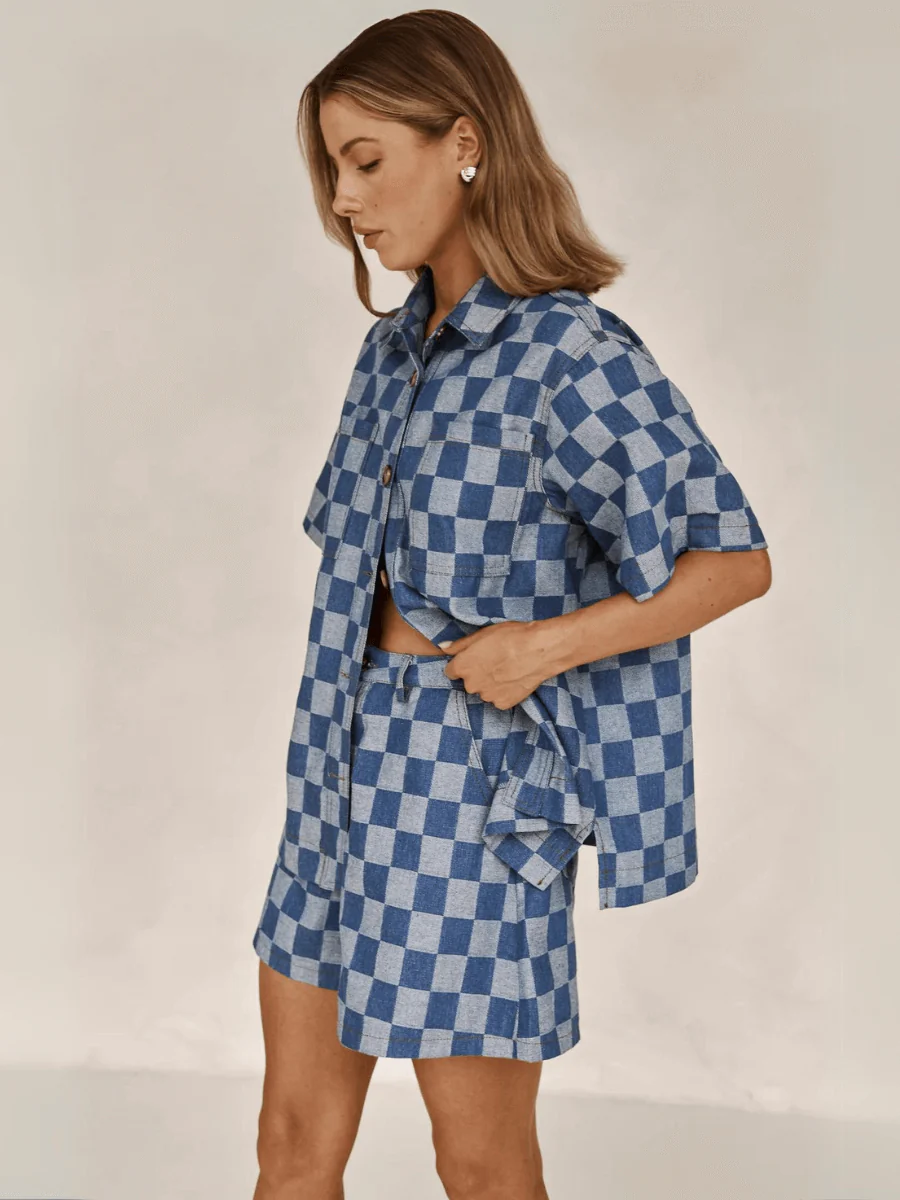 Coco Check Color Block Denim Matching Sets - Image 3