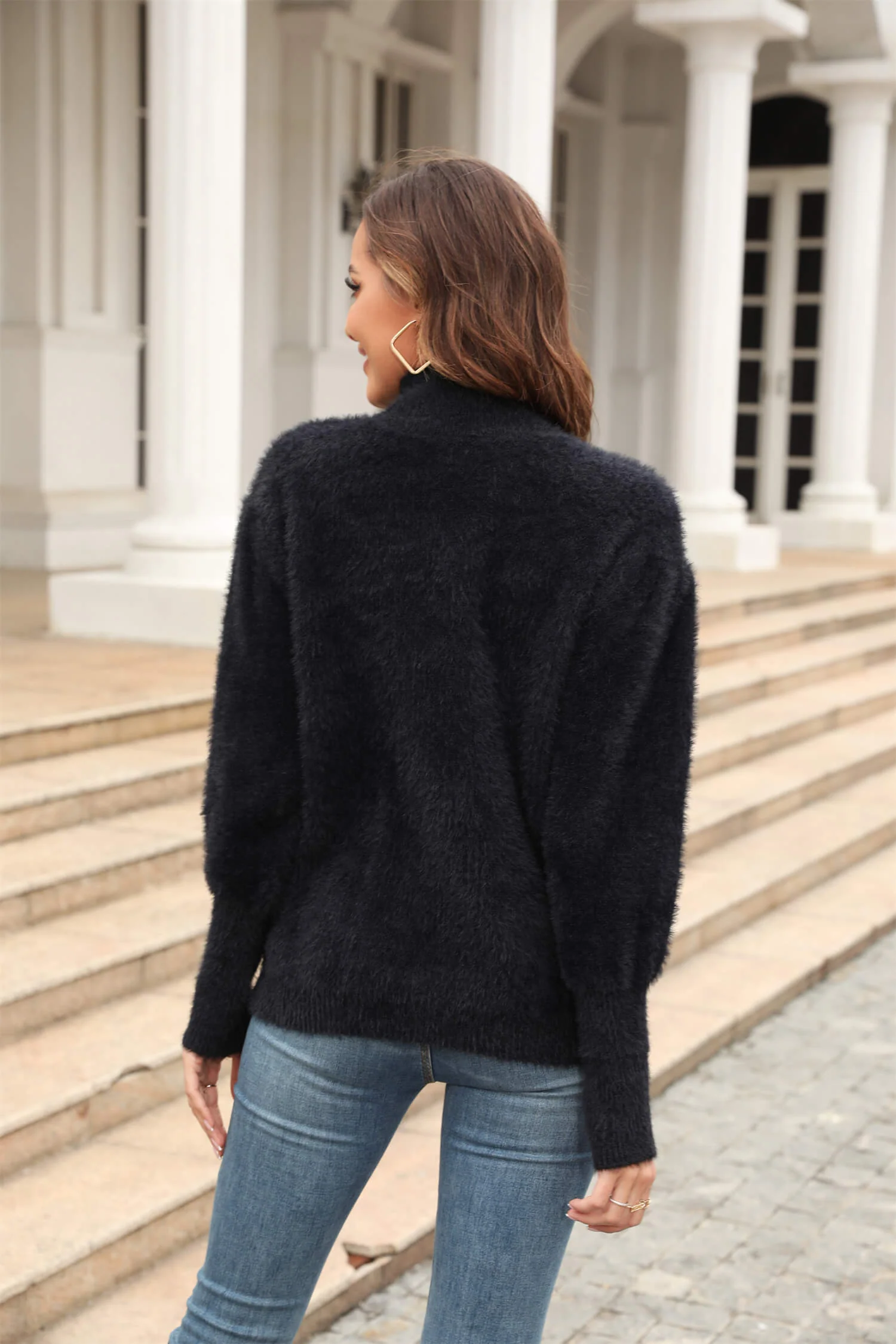 Come My Way Fuzzy Knit Sweater - black - Image 6