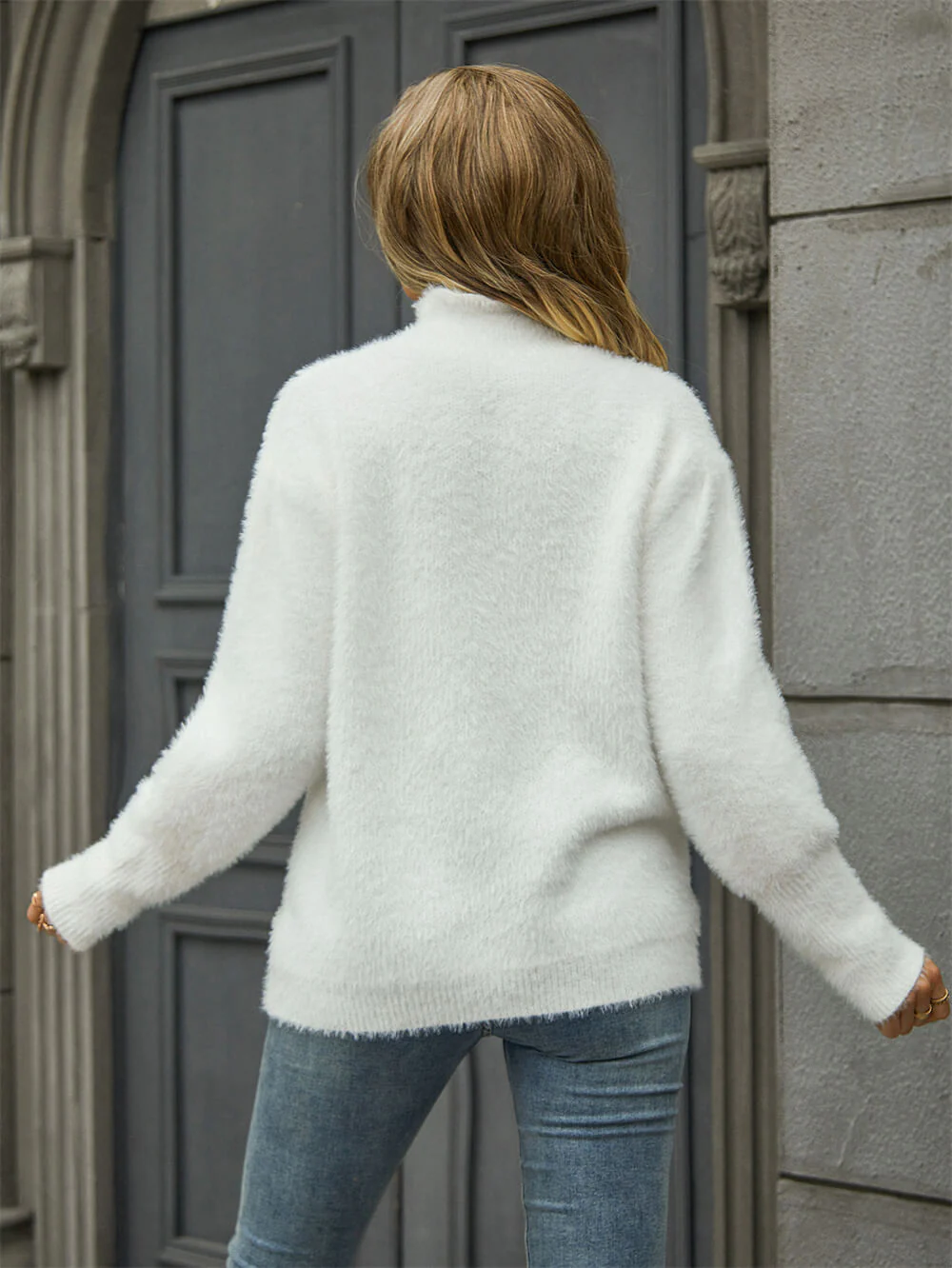 Come My Way Fuzzy Knit Sweater - white - Image 6