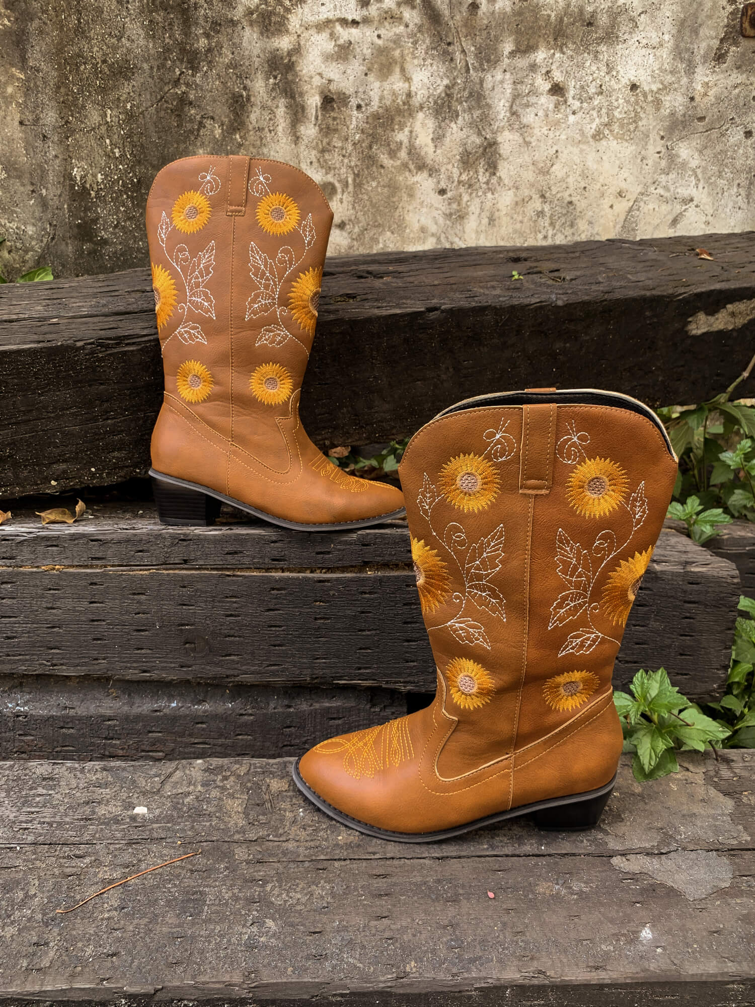 En Bloom | Sunflower Mid-Calf Cowboy Boots - Tan - Image 10