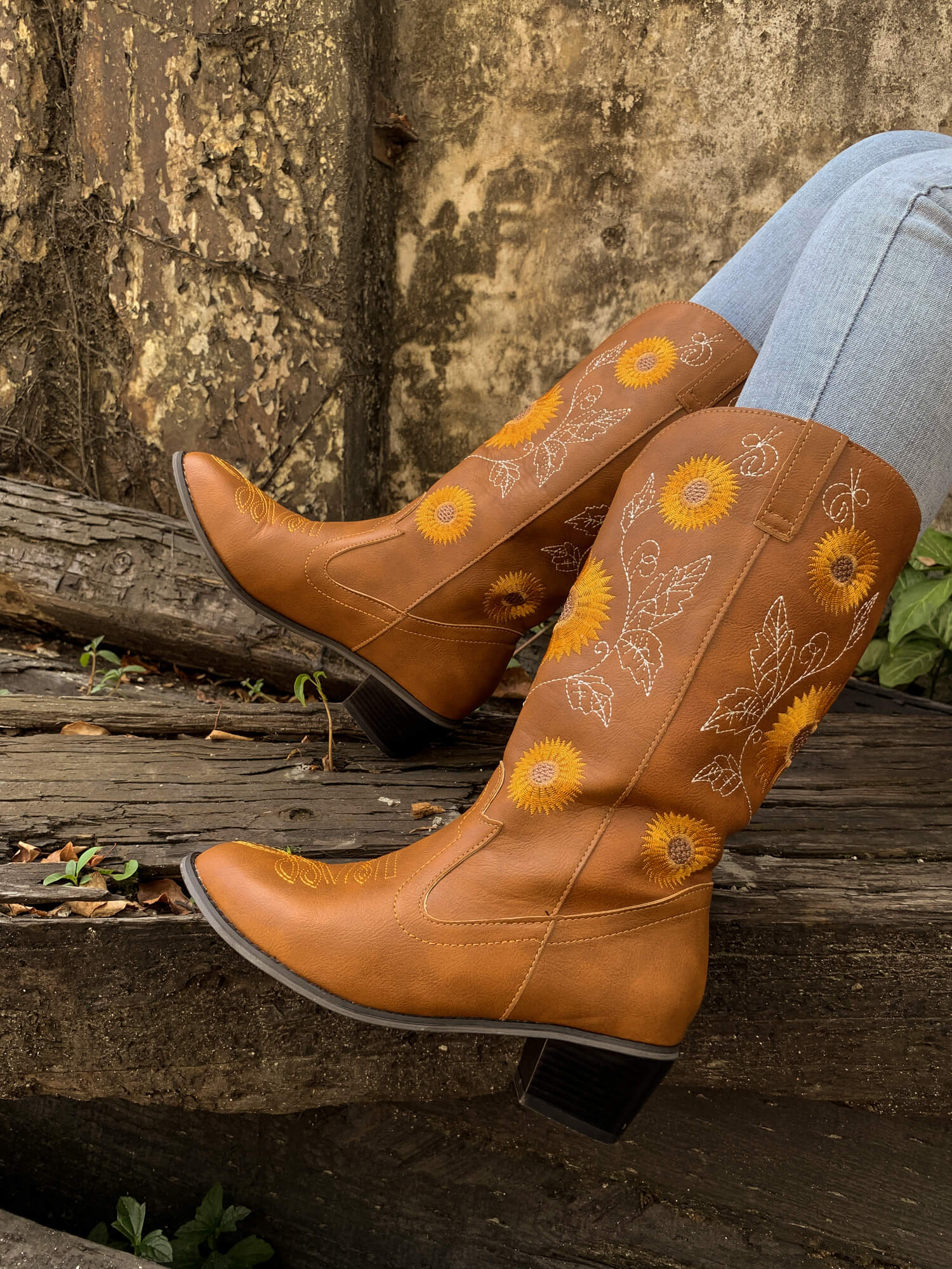 En Bloom | Sunflower Mid-Calf Cowboy Boots - Tan - Image 4