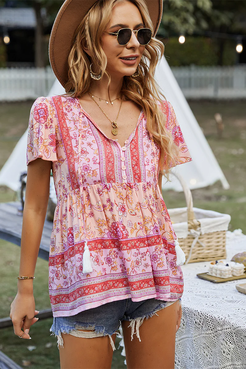 JEN BOHO TOP - PINK - Image 3