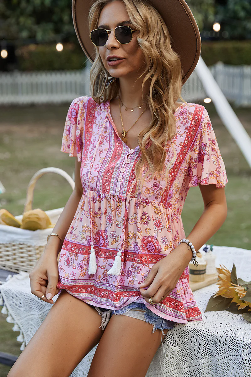 JEN BOHO TOP - PINK - Image 4
