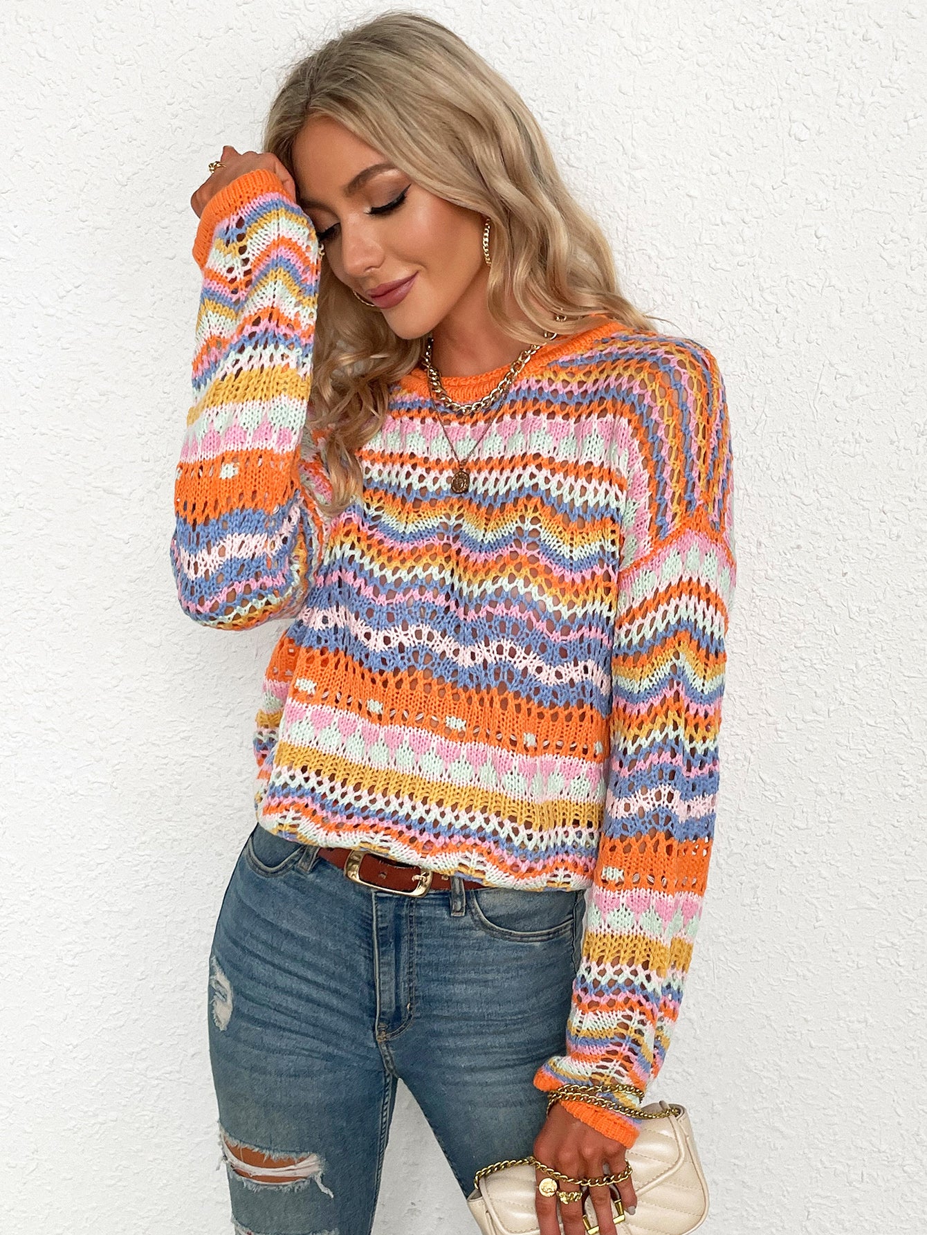Smaibulun Doll | MARMO Zig Zag Crochet Knit Top - Orange - Image 3