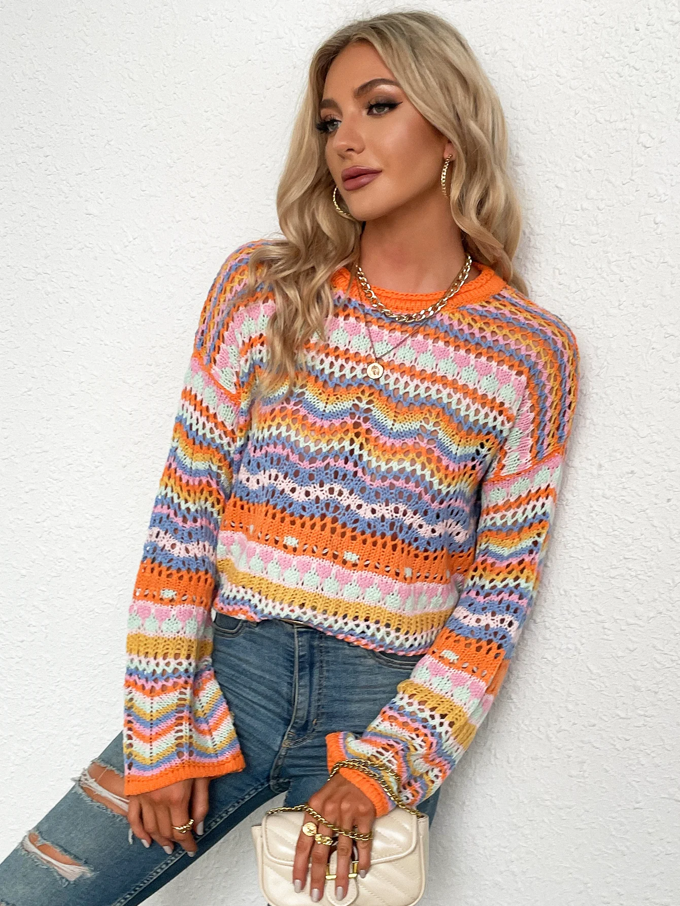 Smaibulun Doll | MARMO Zig Zag Crochet Knit Top - Orange - Image 4