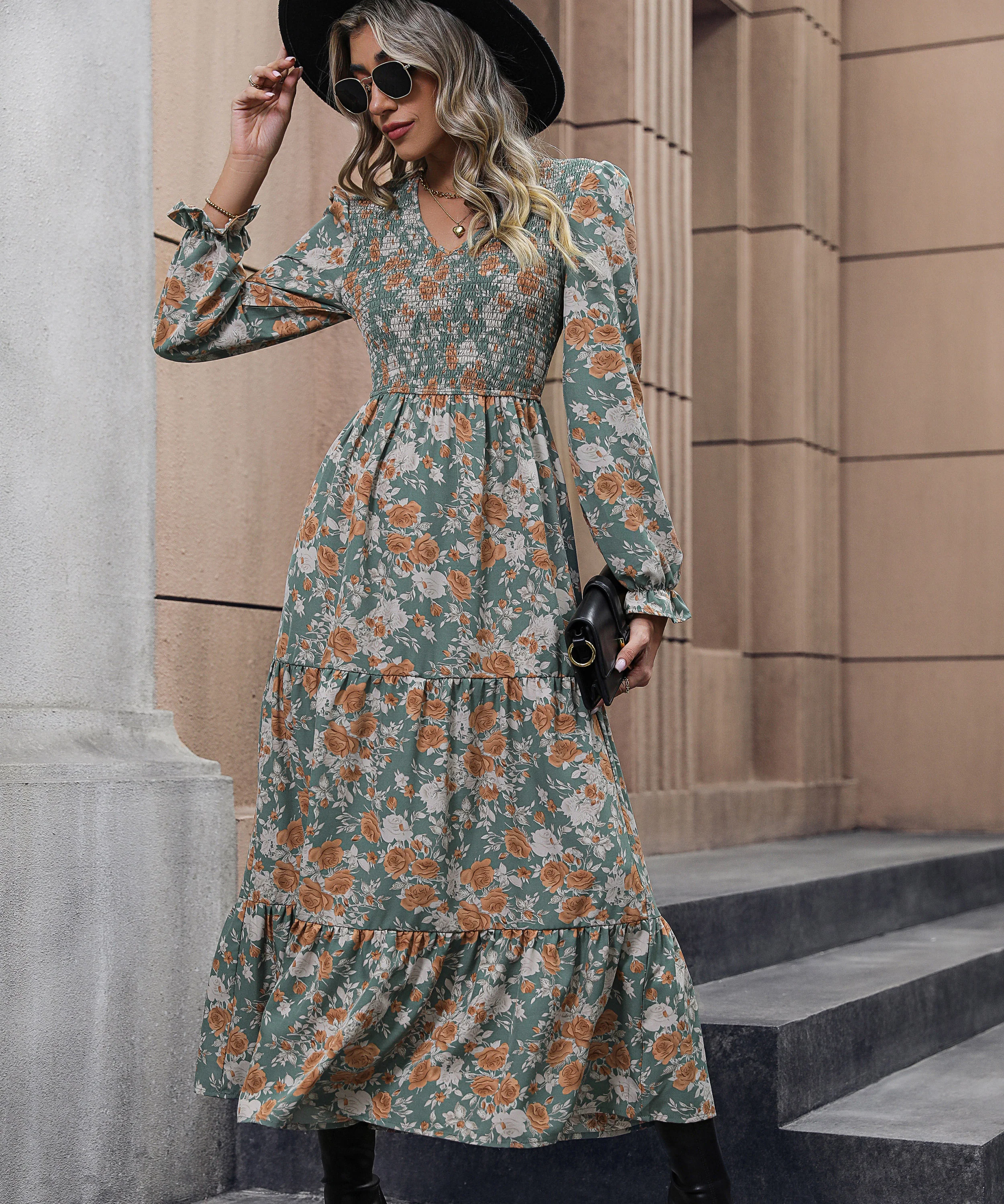 Cosmo Floral Print Smock Midi Dress - Multi - Image 2
