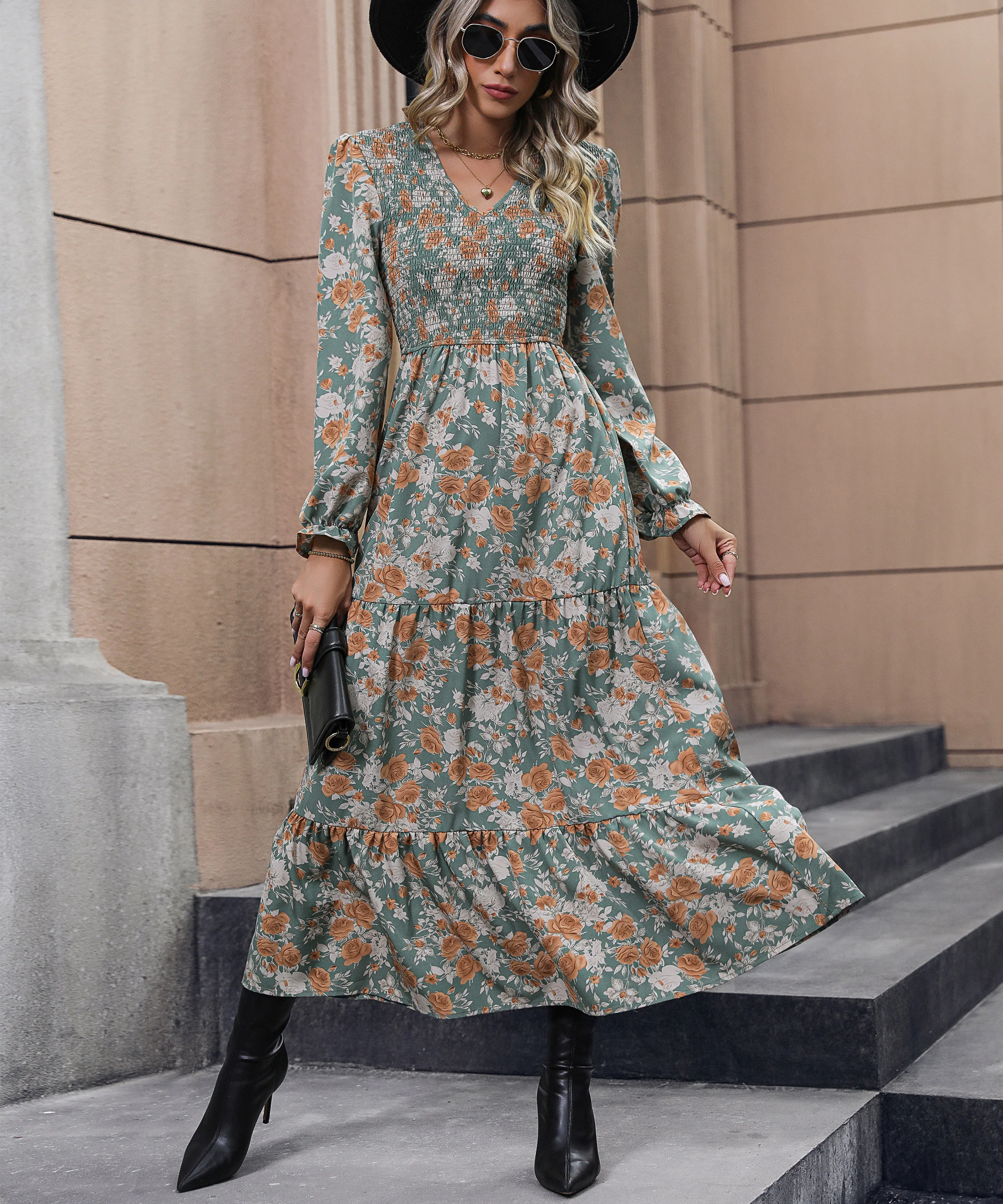 Cosmo Floral Print Smock Midi Dress - Multi - Image 4