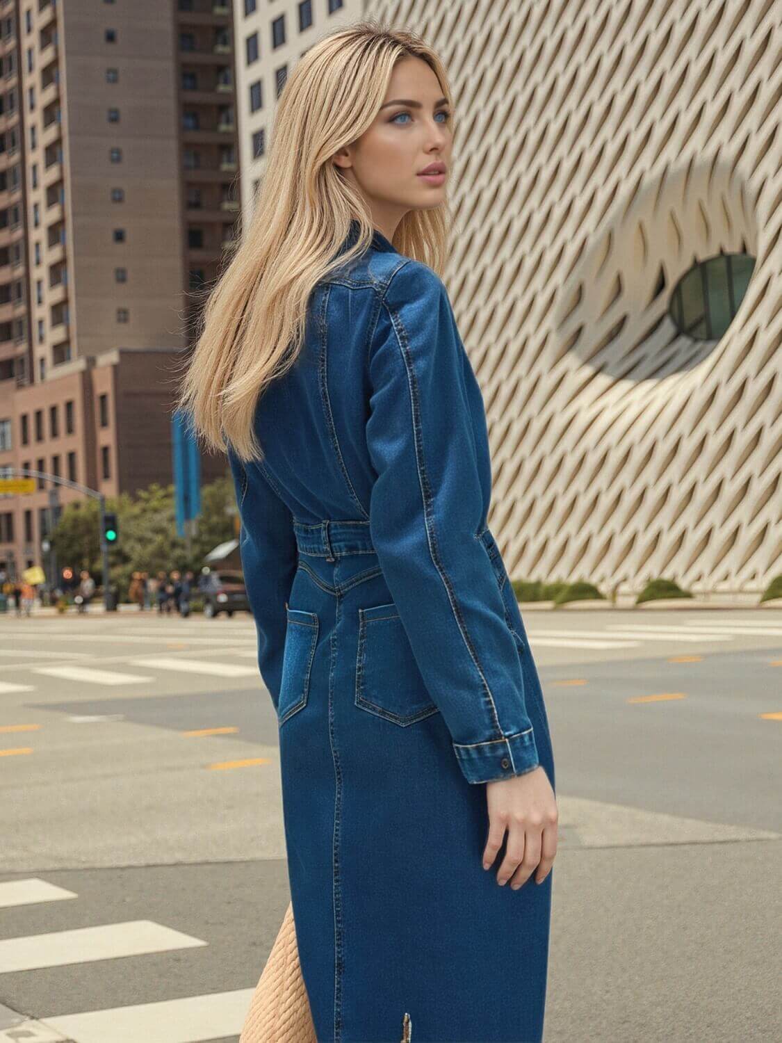 Country Roads Denim Midi Dress - blue - Image 3