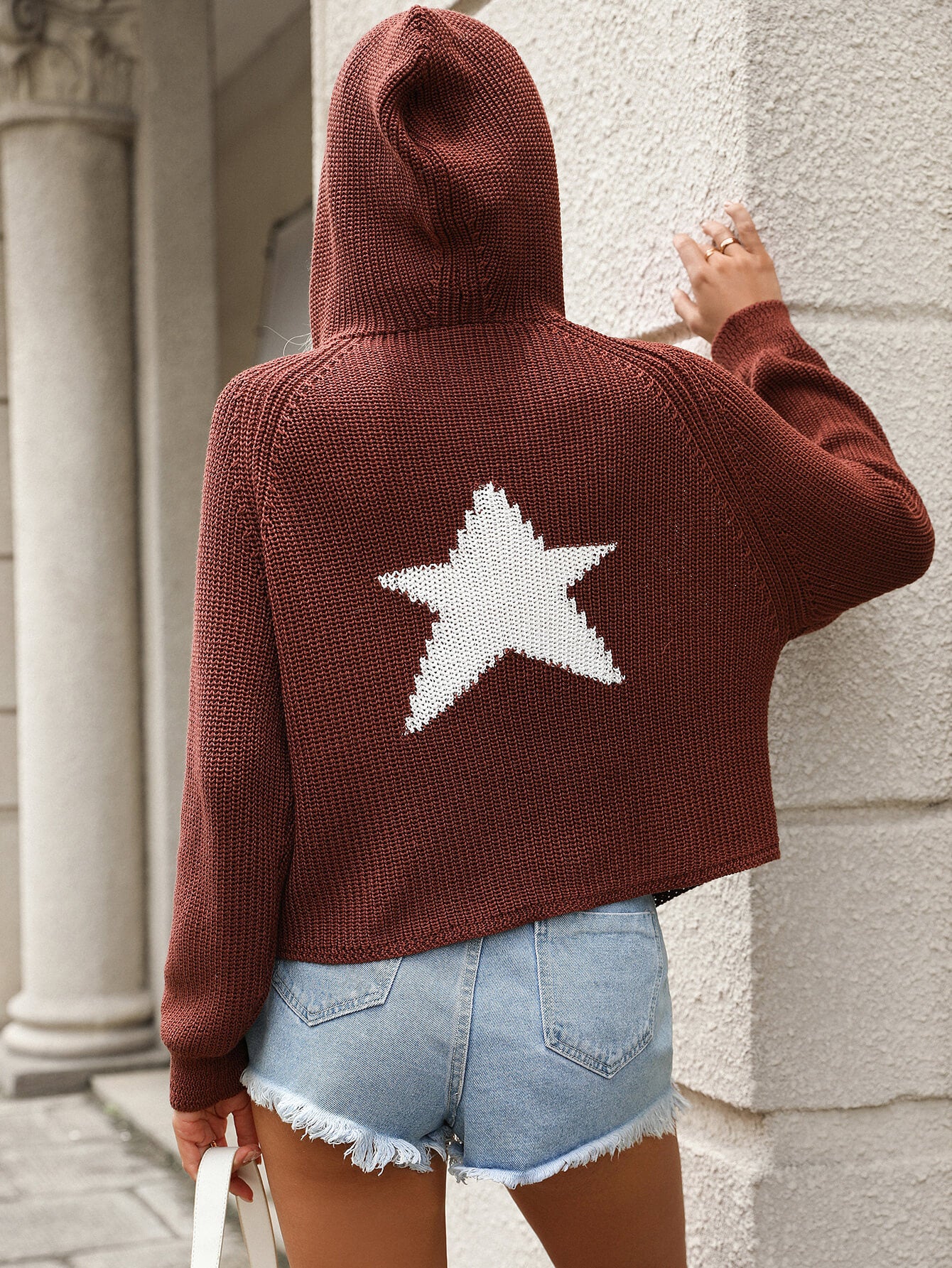 Cozy Chic Star Hoodie Sweater - Rust - Image 5