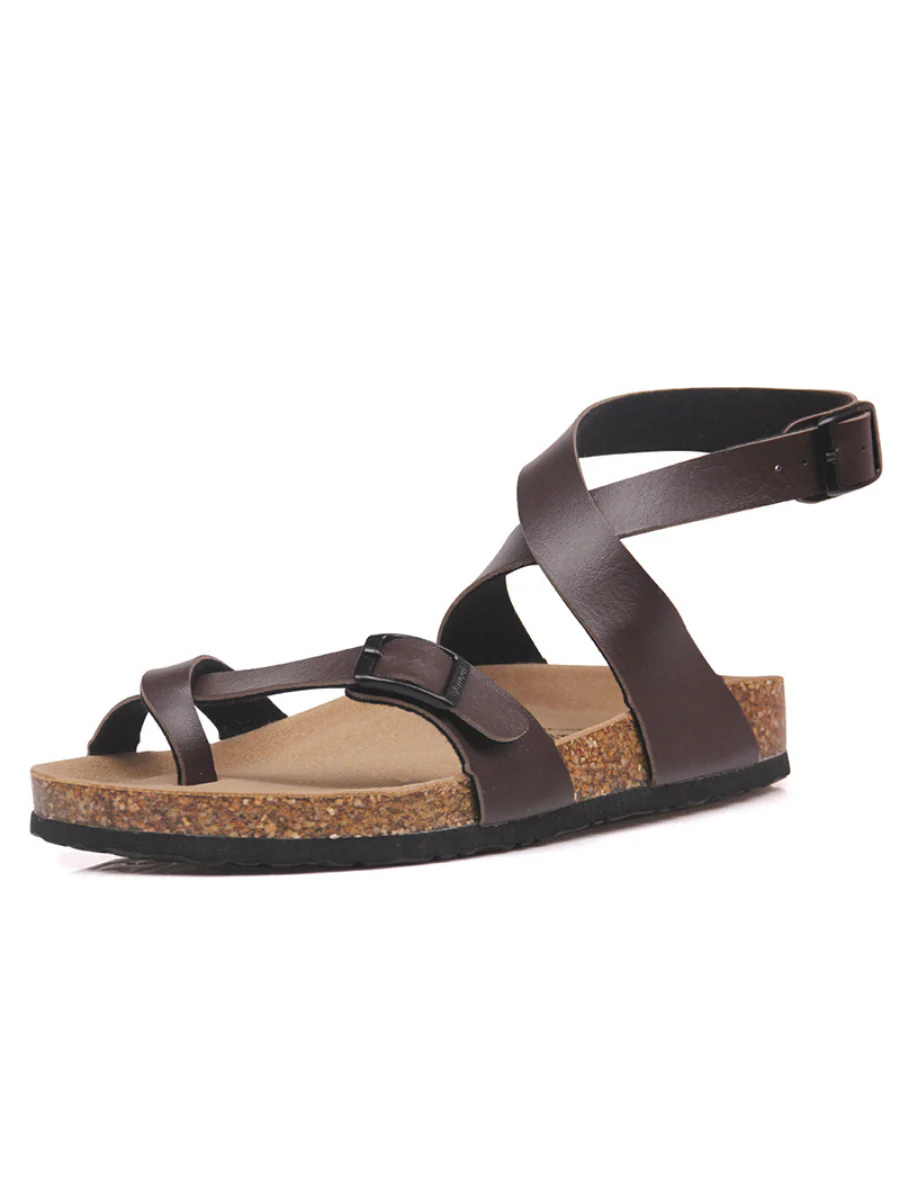 Maibulun | Crisscross Thong Buckle-up Ankle Strappy Sandals - Image 6