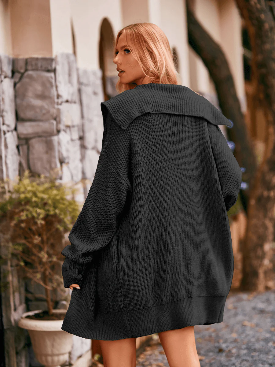 Crowley Relaxed Button Front Cardigan - Black - Image 3