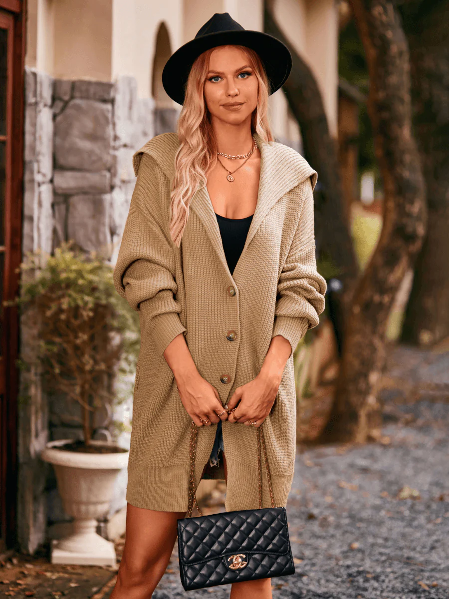 Crowley Relaxed Button Front Cardigan - Khaki - Image 2