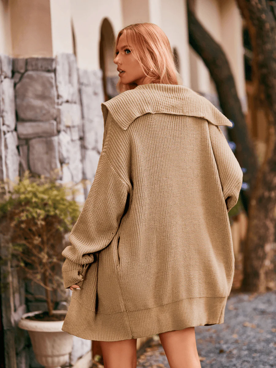 Crowley Relaxed Button Front Cardigan - Khaki - Image 3