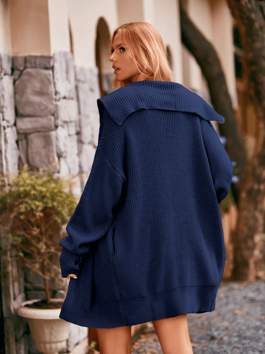 Crowley Relaxed Button Front Cardigan - Navy - Image 3