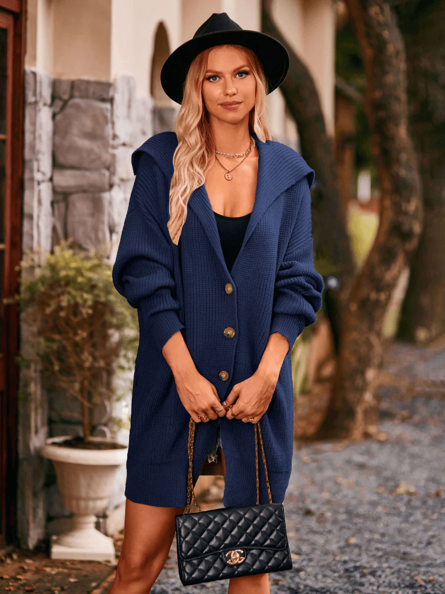 Crowley Relaxed Button Front Cardigan - Navy - Image 5