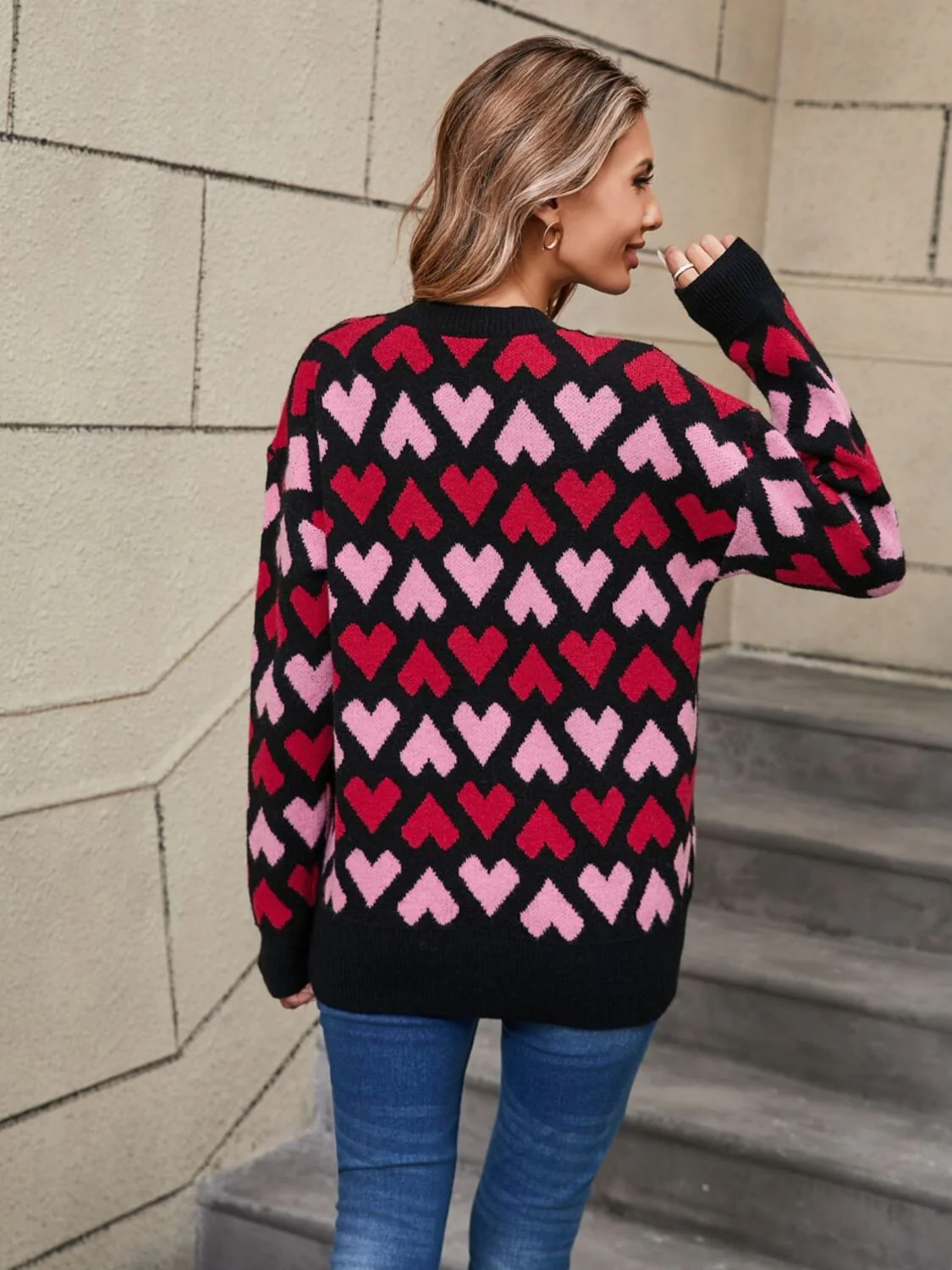 Cupids Kiss Heart Knit Sweater - Black - Image 6