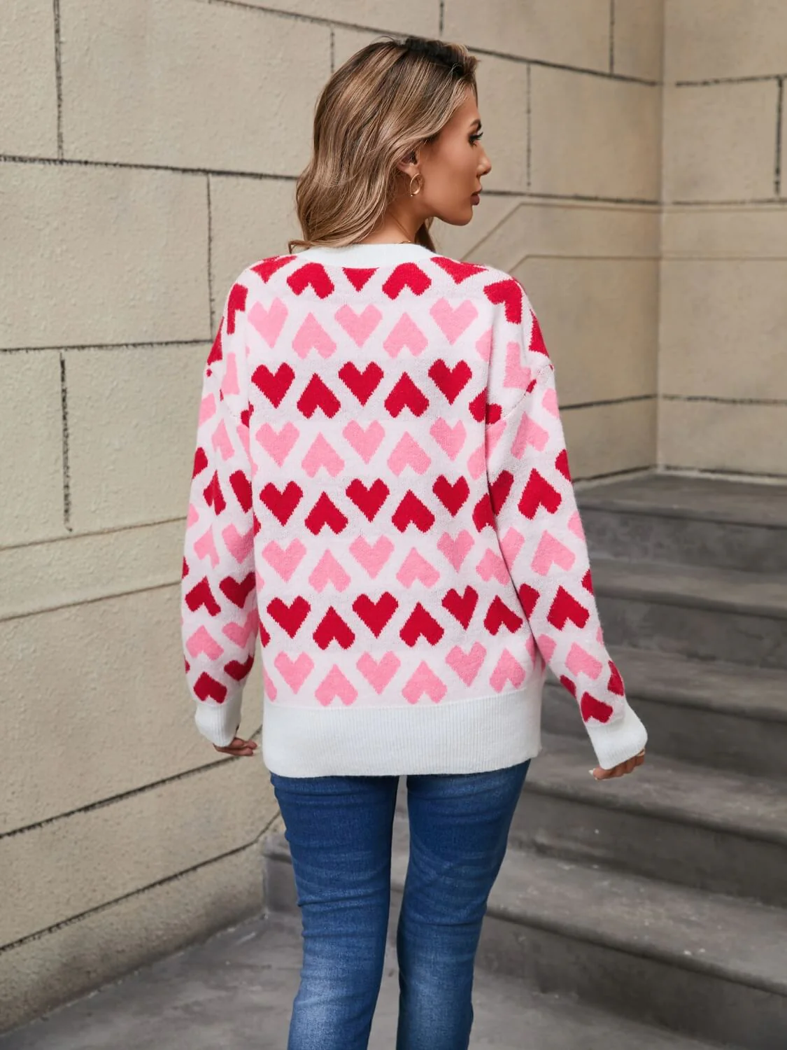 Cupids Kiss Heart Knit Sweater - Pink - Image 6