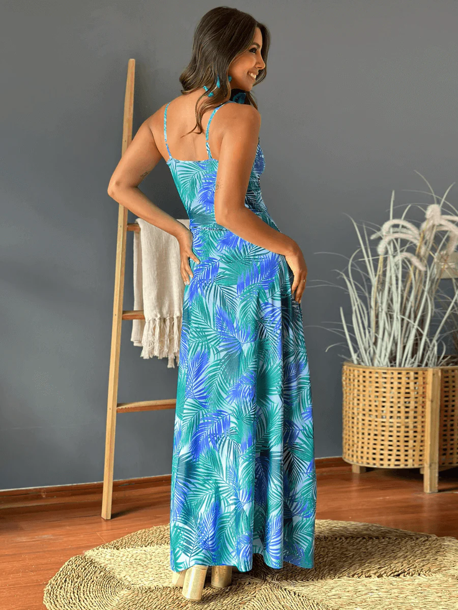 Cynthia Floral V-Neck Boho Maxi Dress - Blue - Image 2