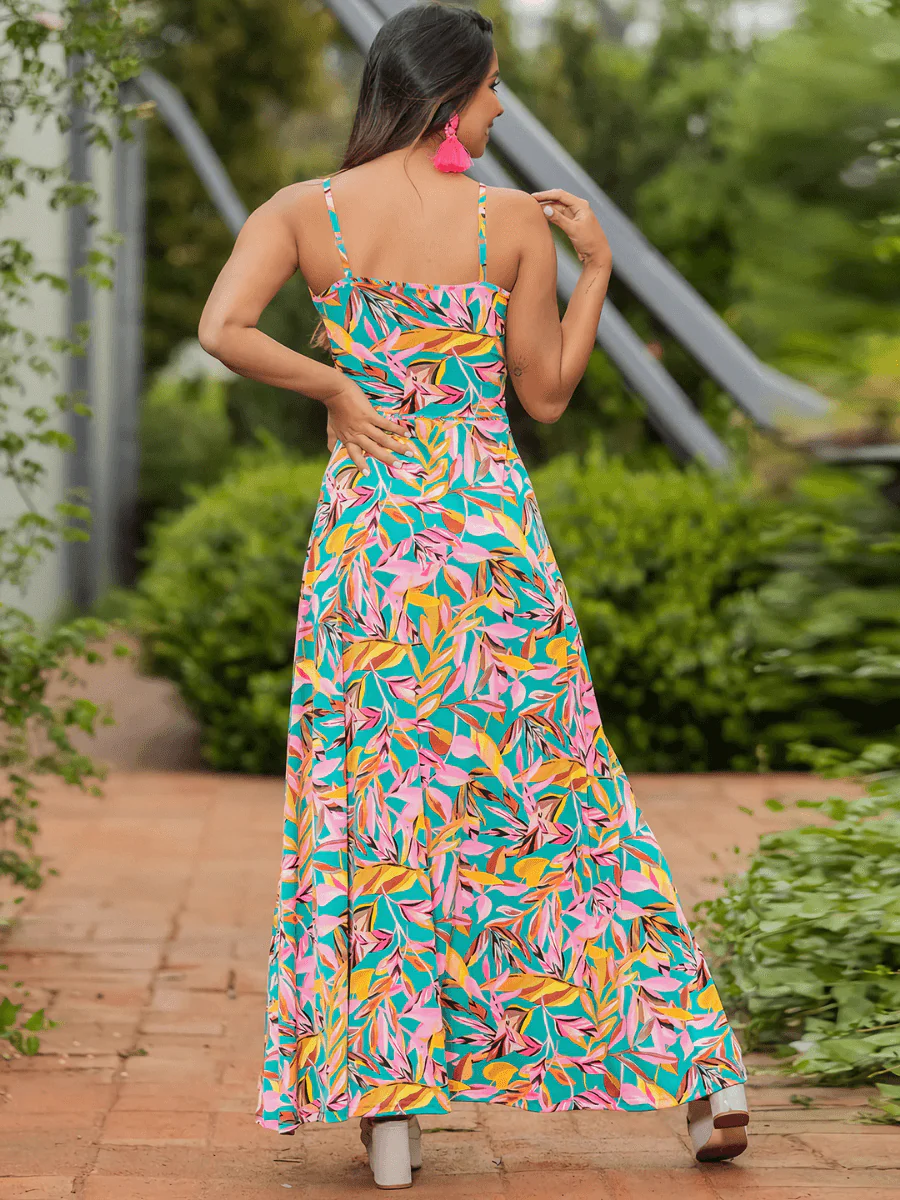 Cynthia Floral V-Neck Boho Maxi Dress - Pink - Image 3