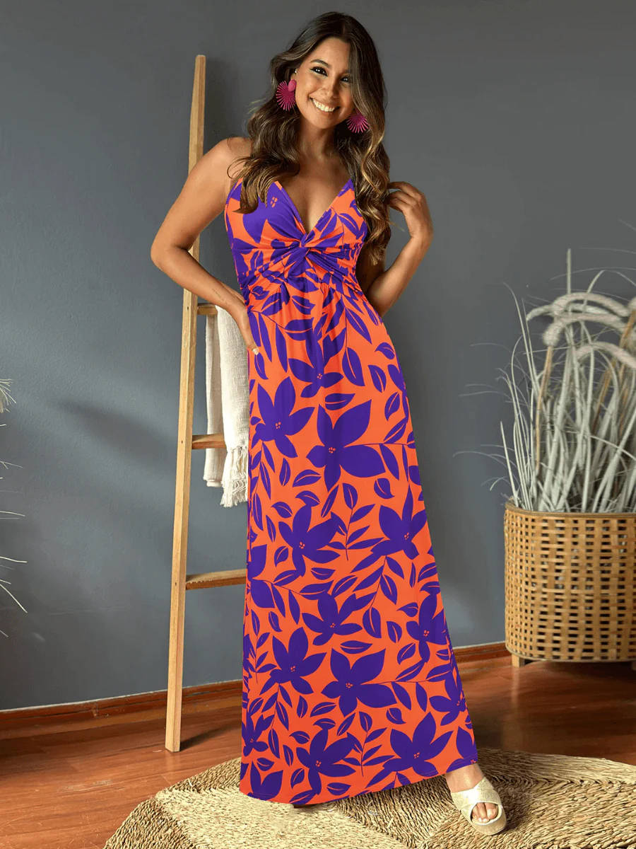 Cynthia Floral V-Neck Boho Maxi Dress - Purple - Image 2