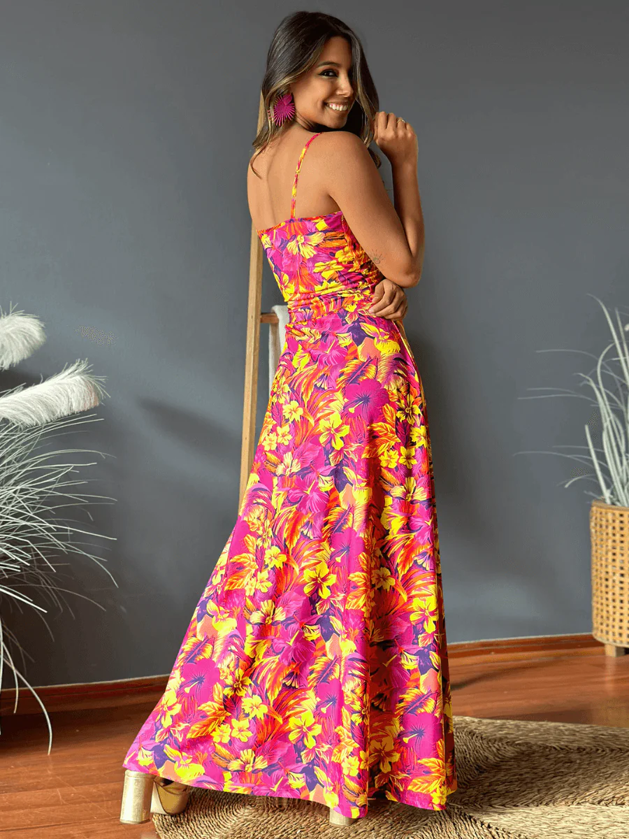Cynthia Floral V-Neck Boho Maxi Dress - Rose - Image 2