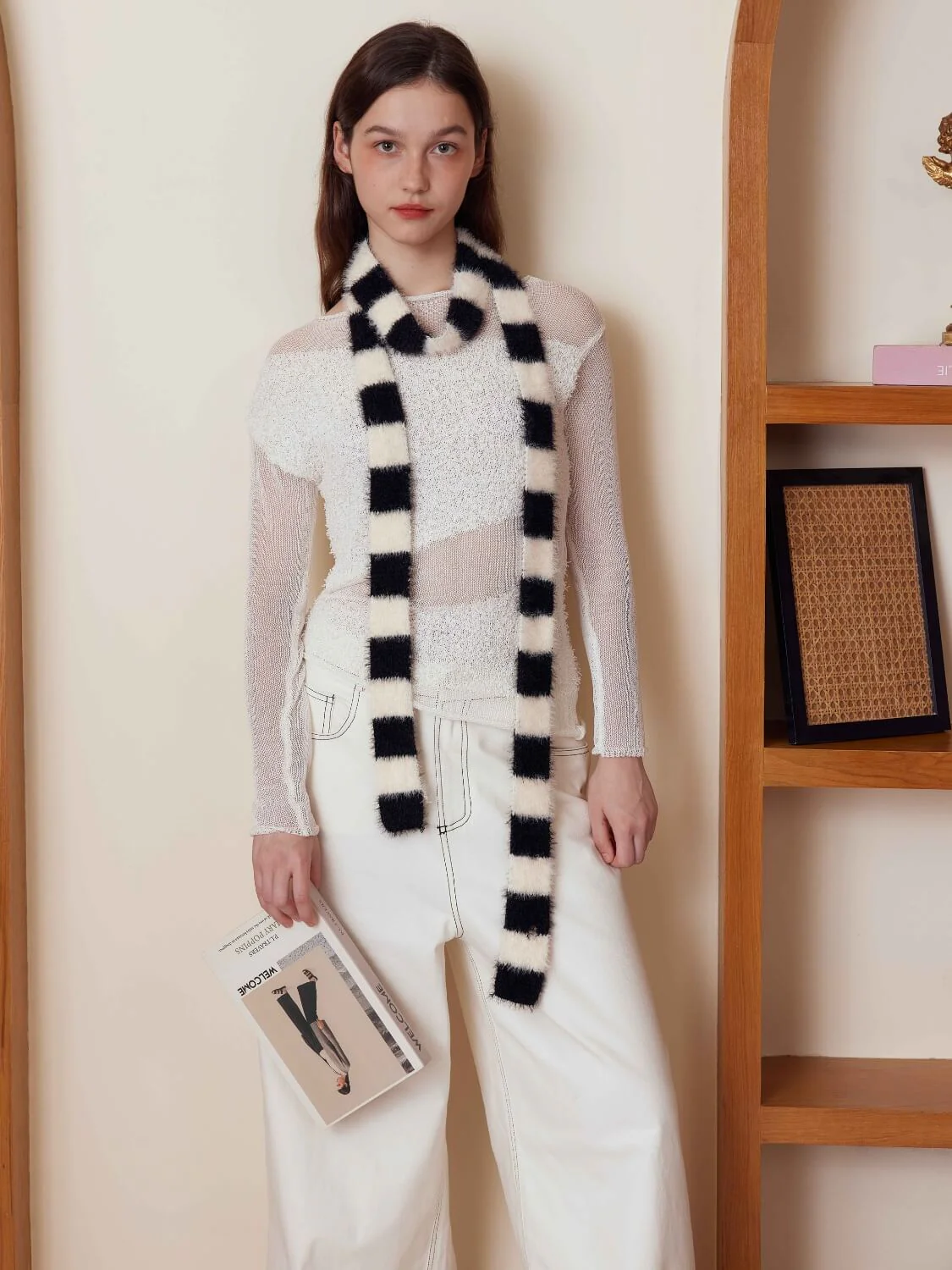 Dachshund Color Block Scarf - black
