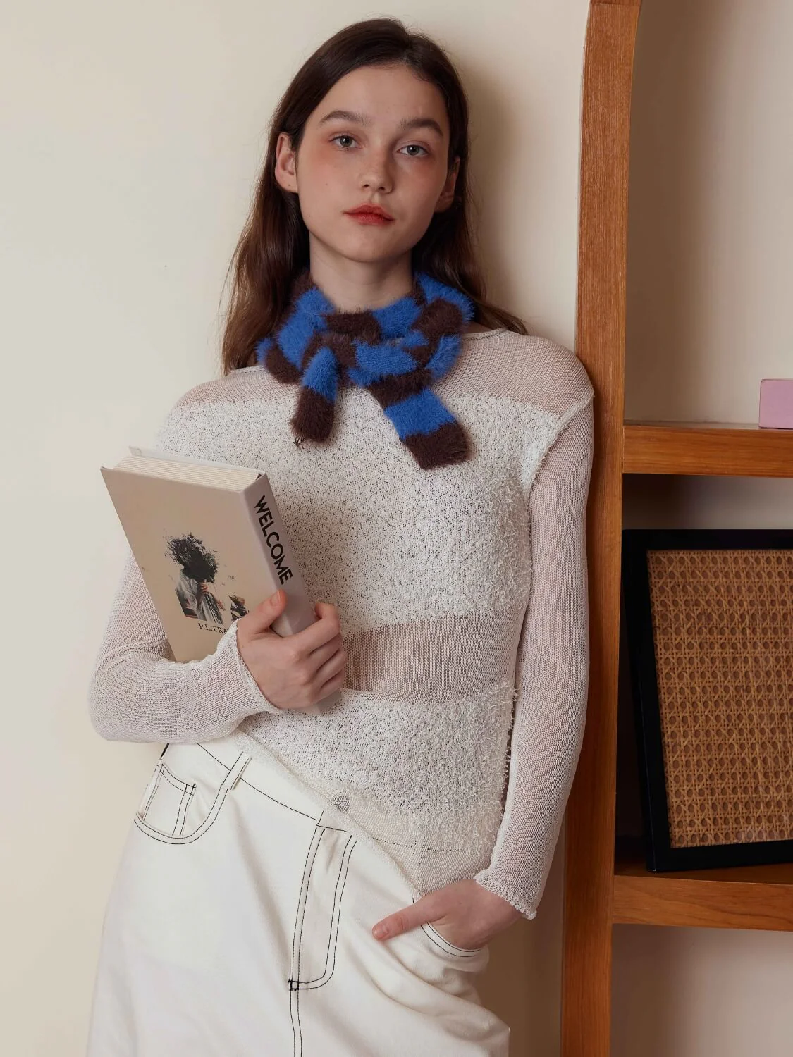 Dachshund Color Block Scarf - blue