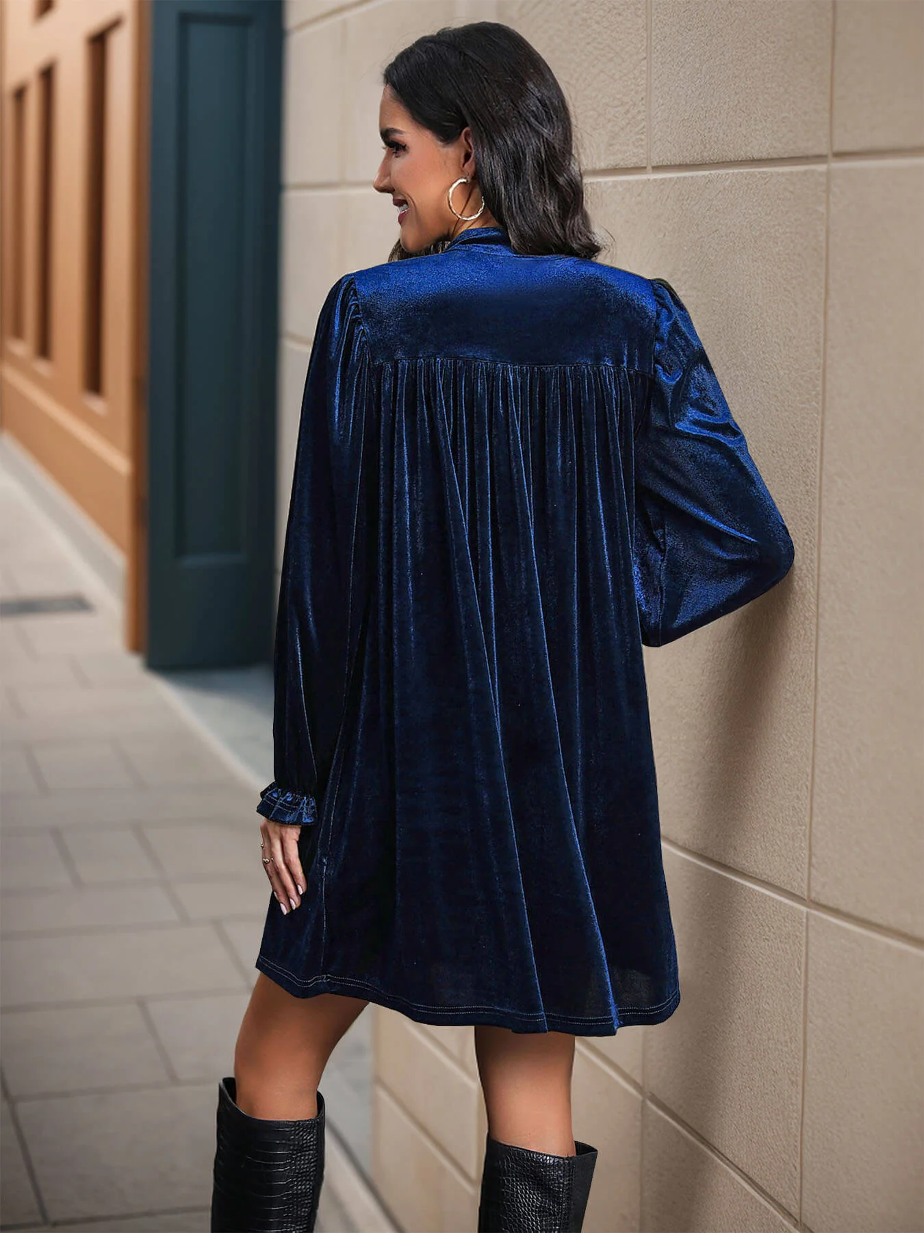 Dance All Night Velvet Mini Dress - Sapphire - Image 5