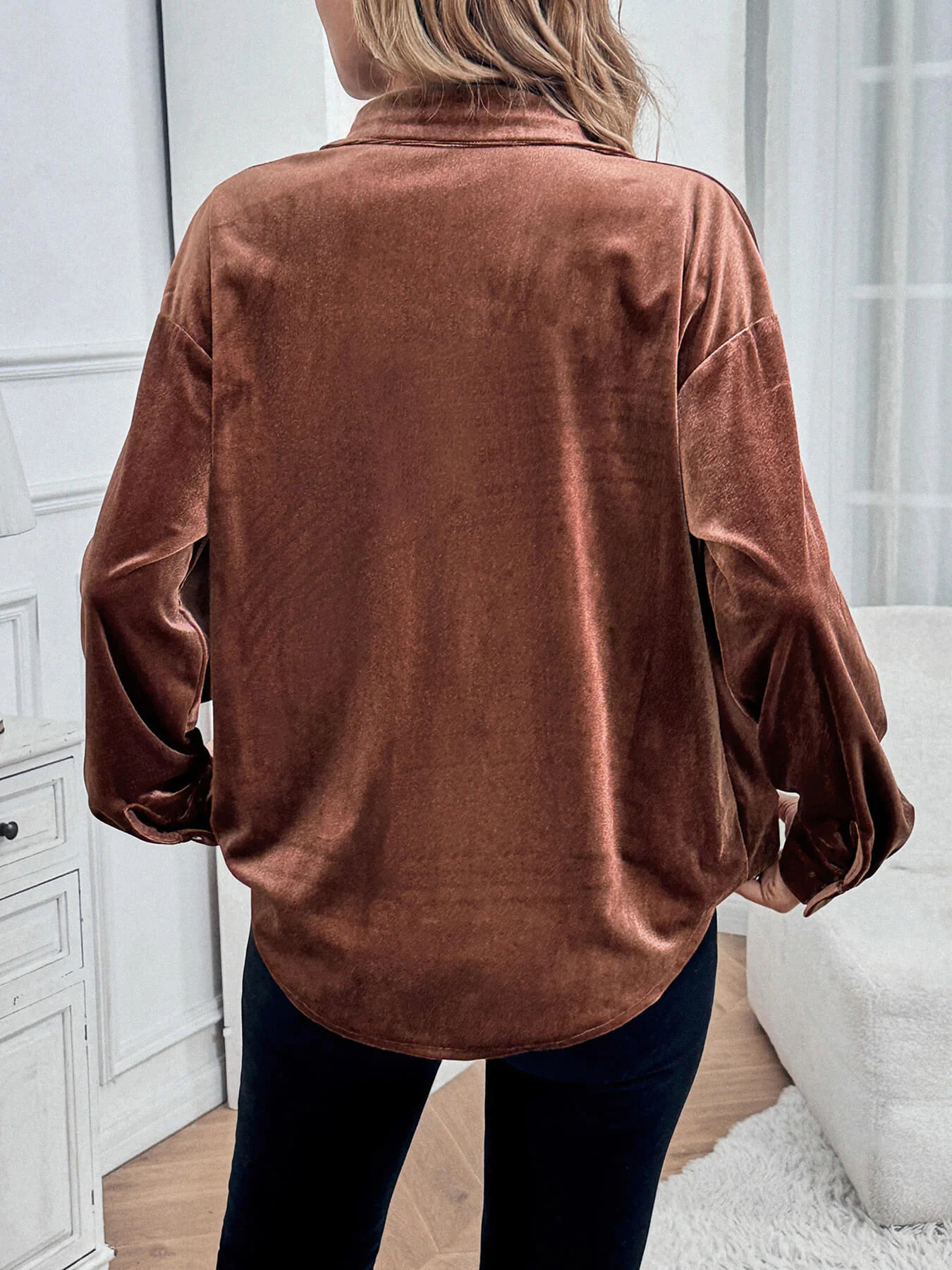 Darlena Velvet Shirts - Brown - Image 6
