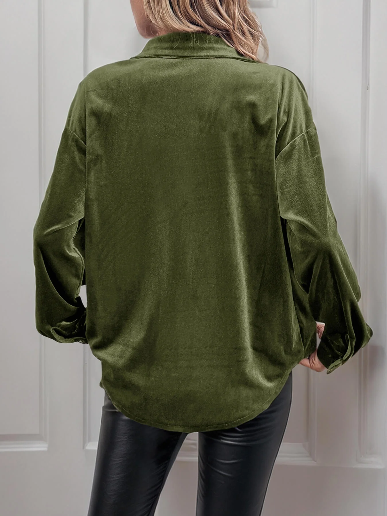 Darlena Velvet Shirts - Olive - Image 6