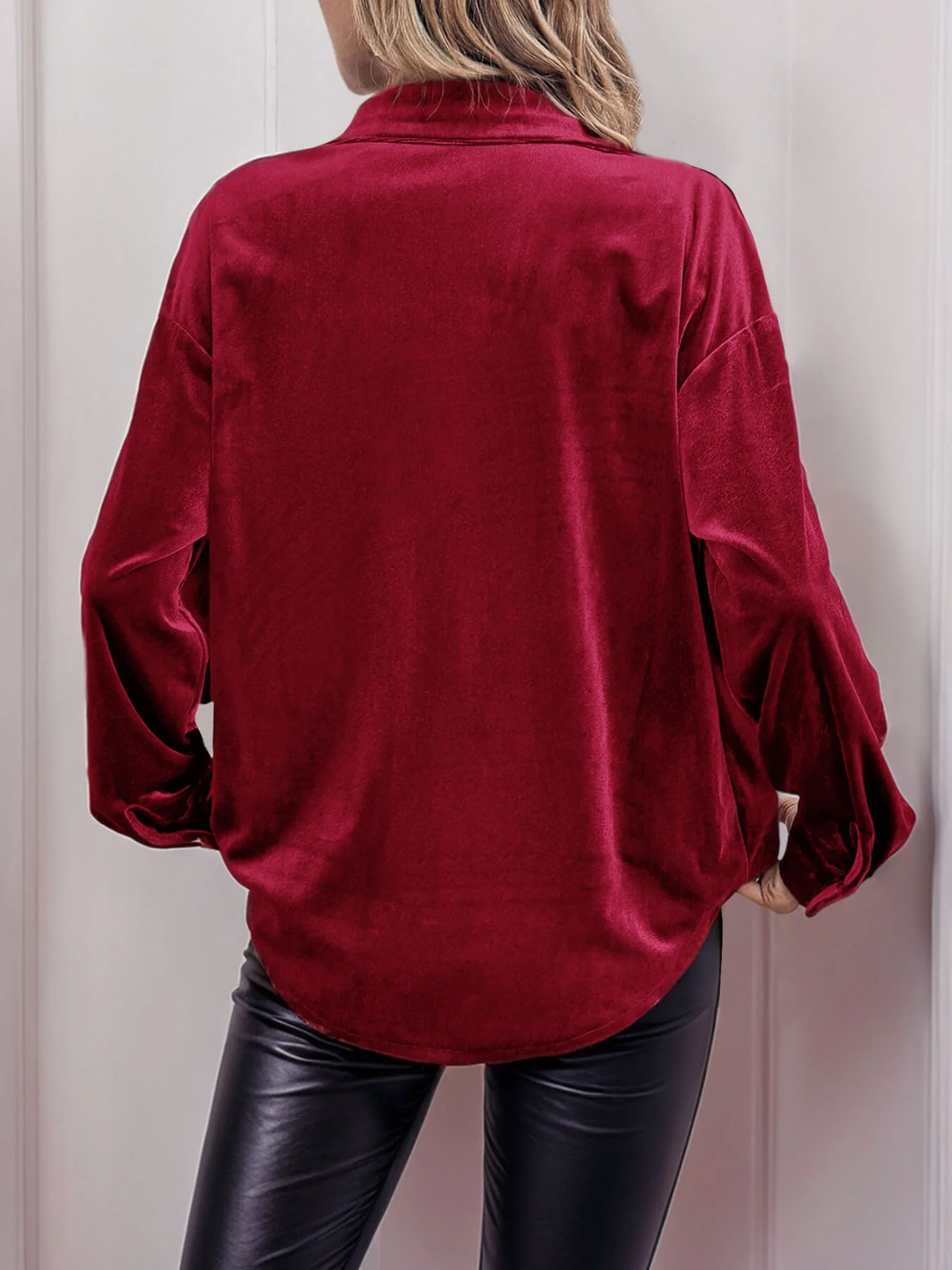 Darlena Velvet Shirts - Red - Image 6