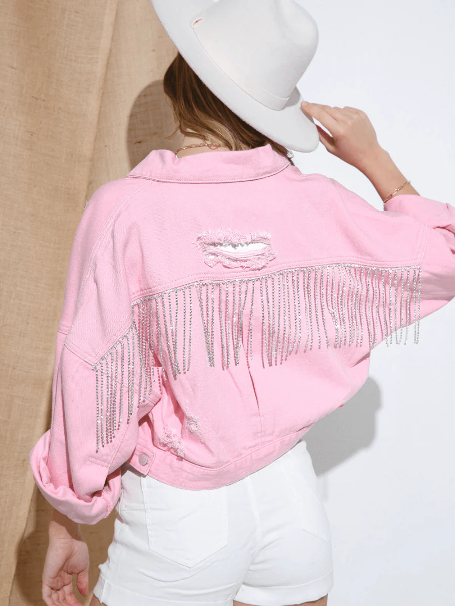 DAY RIDER POCKETED RIPPED BACK DENIM JACKET - Image 6