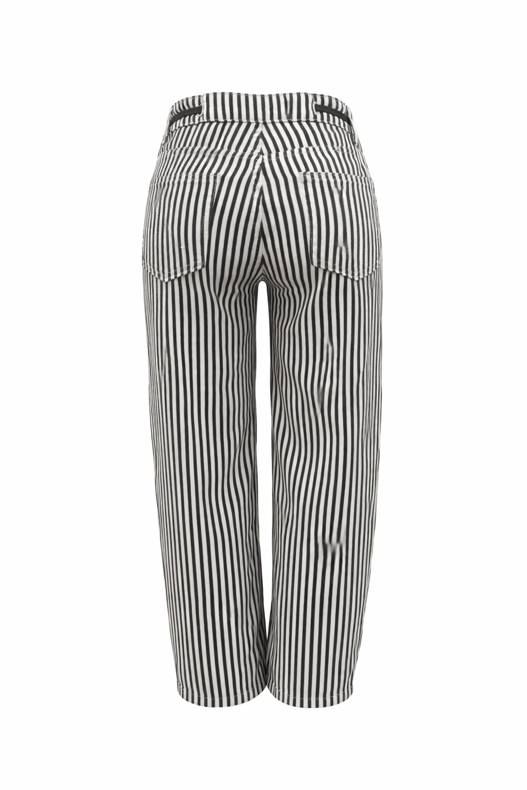 Delicate Patch Work Striped Drawstring Barrel Jean - chocolate - Image 5