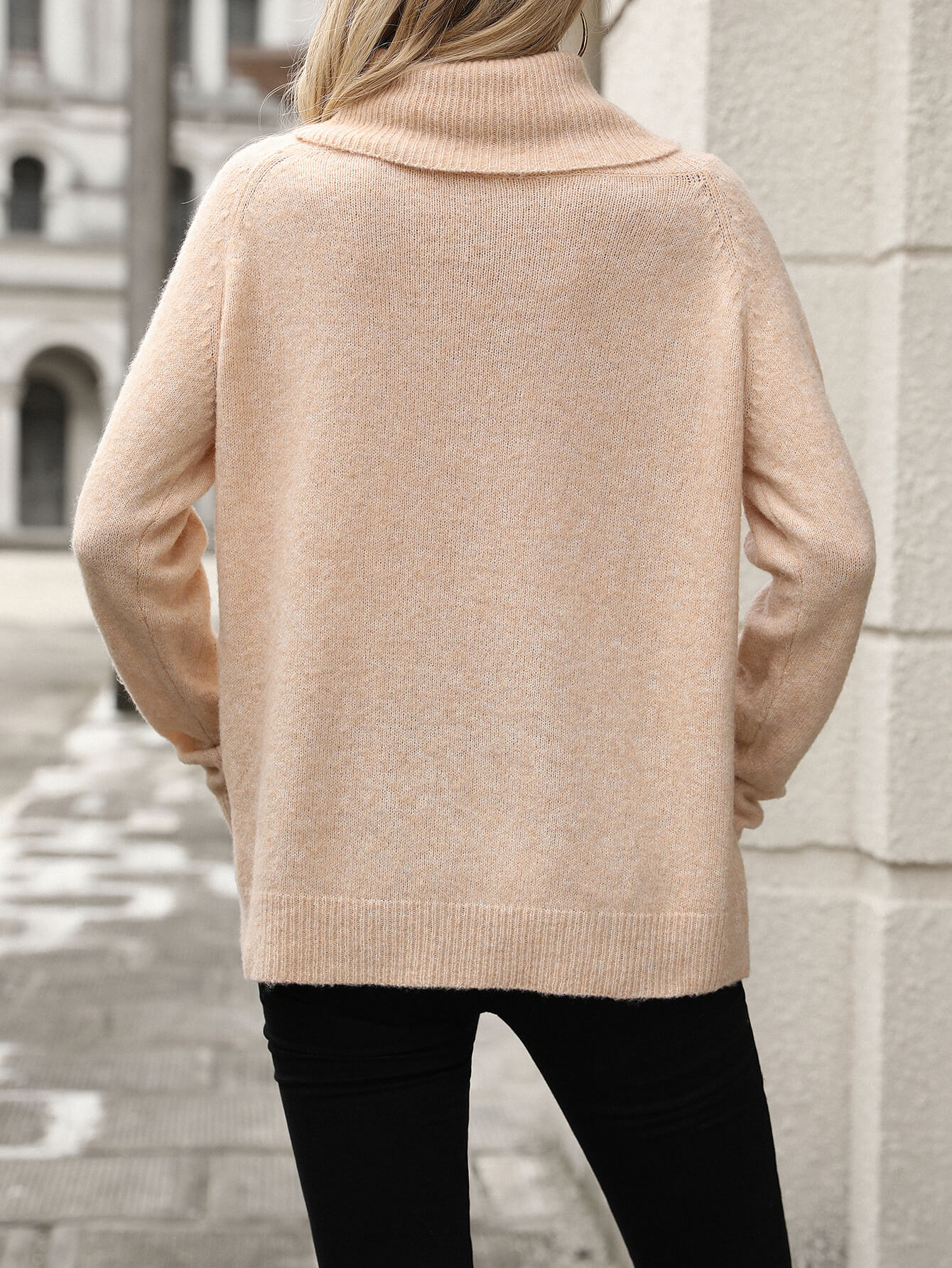 Denver Widen Turtleneck Knit Sweater - Apricot - Image 3