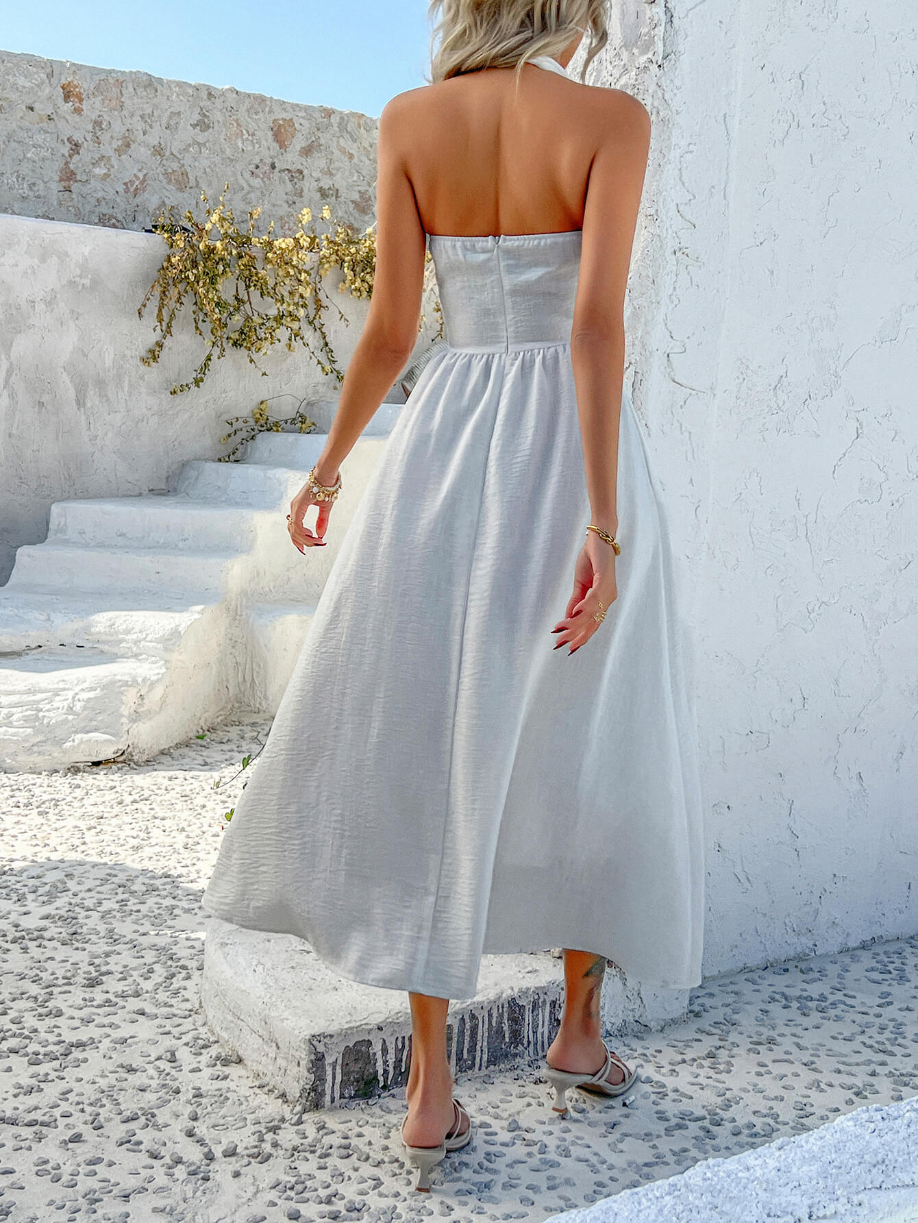 Dewy Days Halter Maxi Dress - white - Image 5