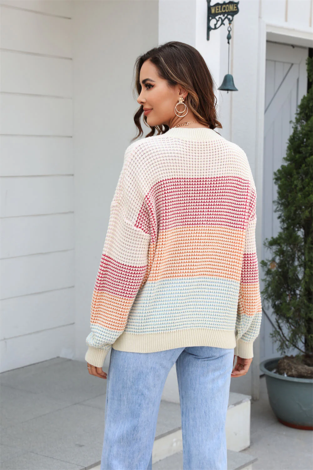 Dont Mind Me Striped Knit Sweater - Beige - Image 4