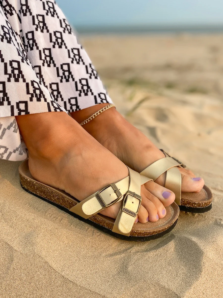 Double-Buckle-up Crisscross Slide Sandals Sliders - Maibulun - Image 11