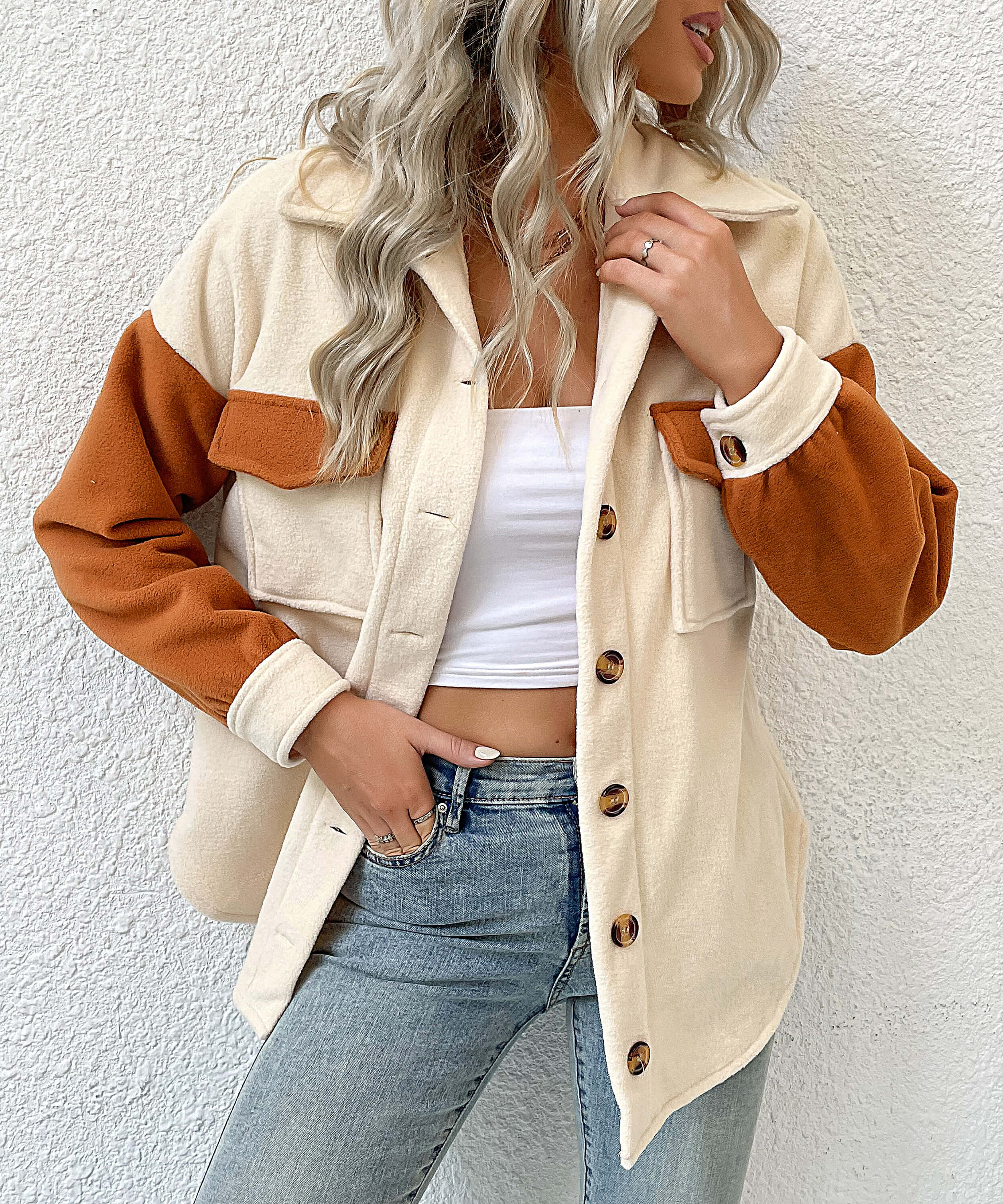 Down To Cuddle Cozy Shacket - Cream - Image 5