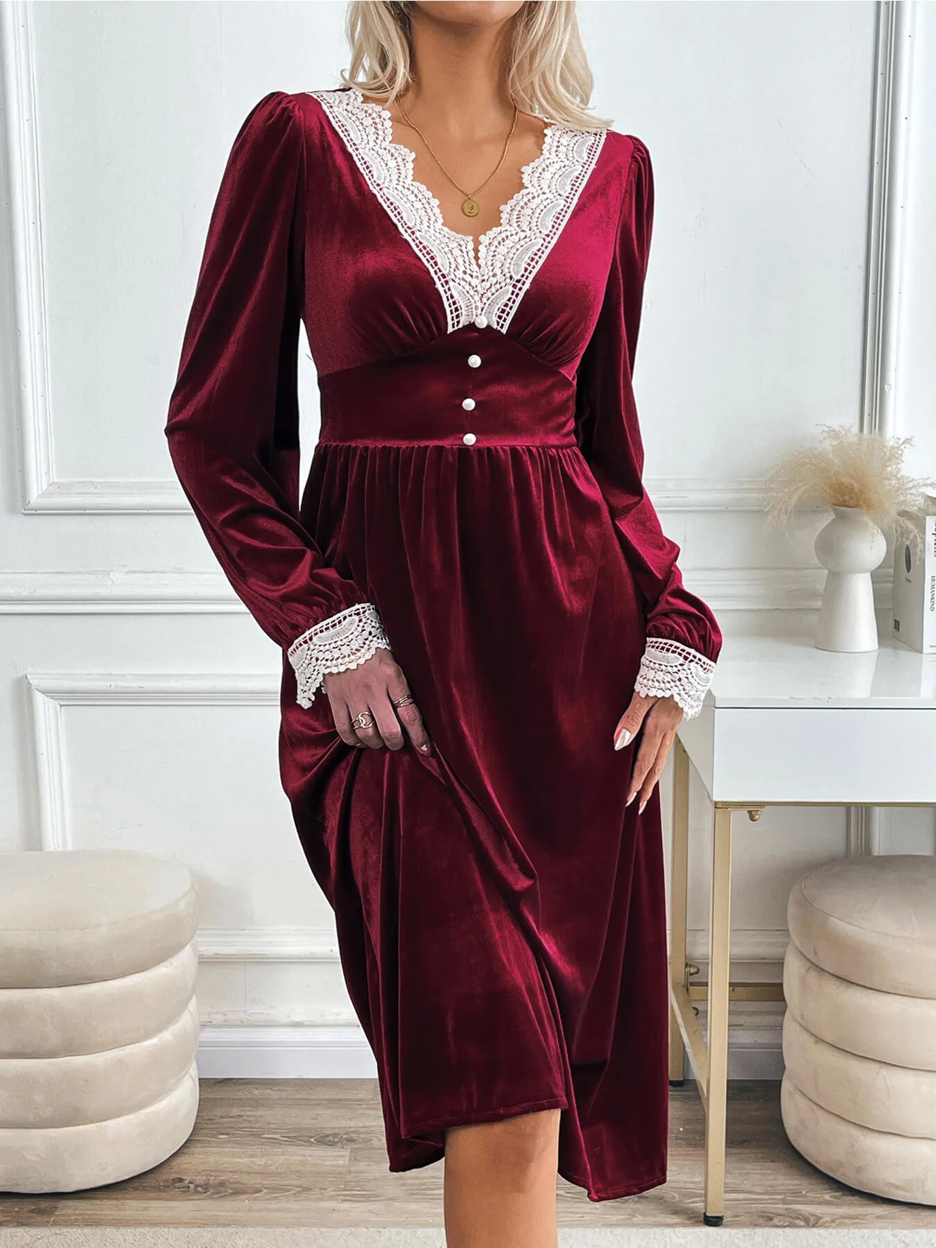 Downtown Darling Velvet Midi Dress - Image 2