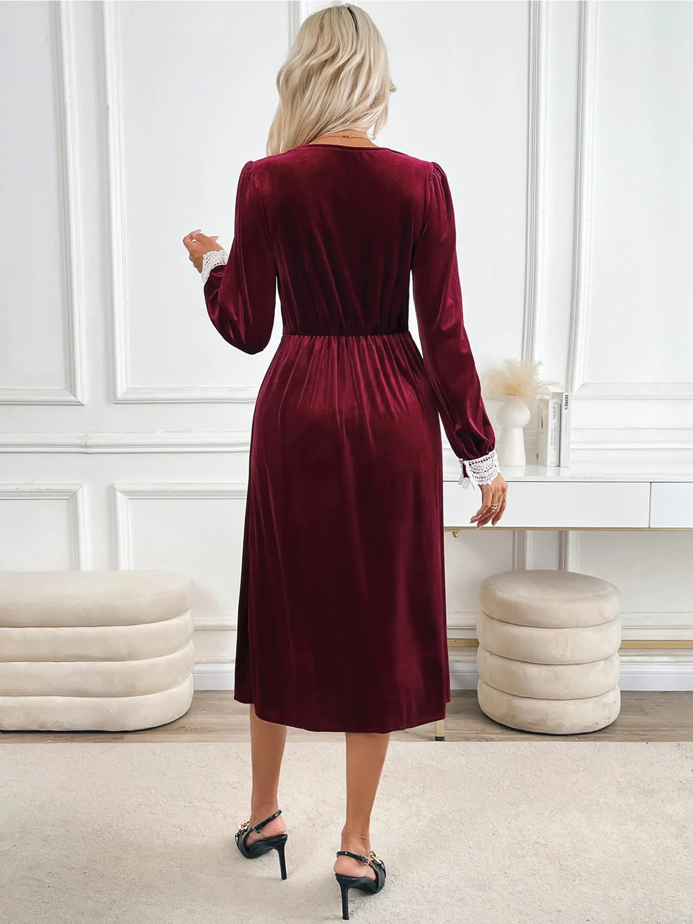 Downtown Darling Velvet Midi Dress - Image 5